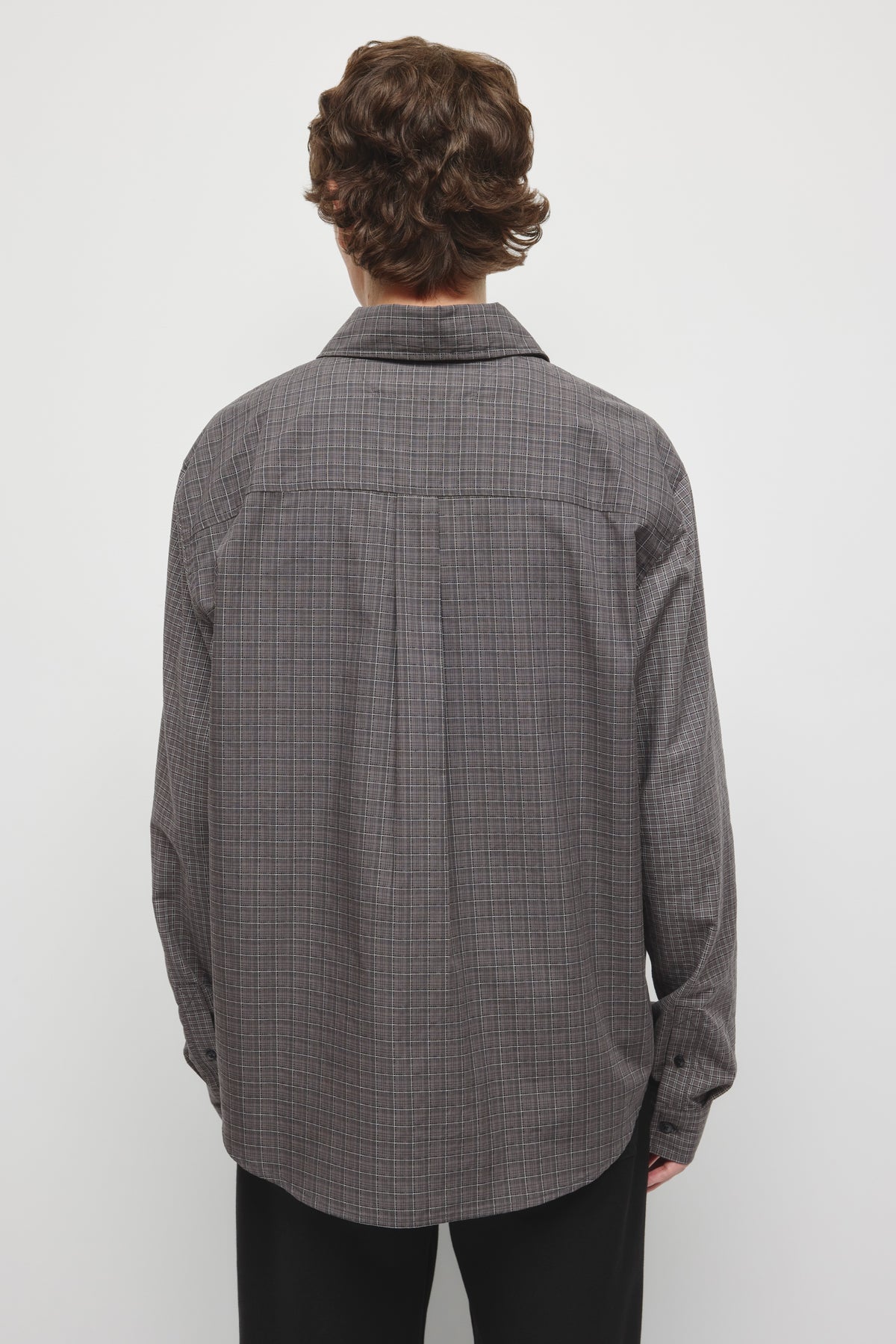 Men's Patchwork Shirt in Gypsum/Black Plaid