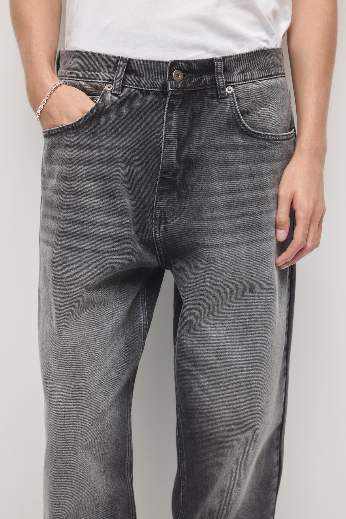 Denim Rahil pour Homme en délavage gris foncé