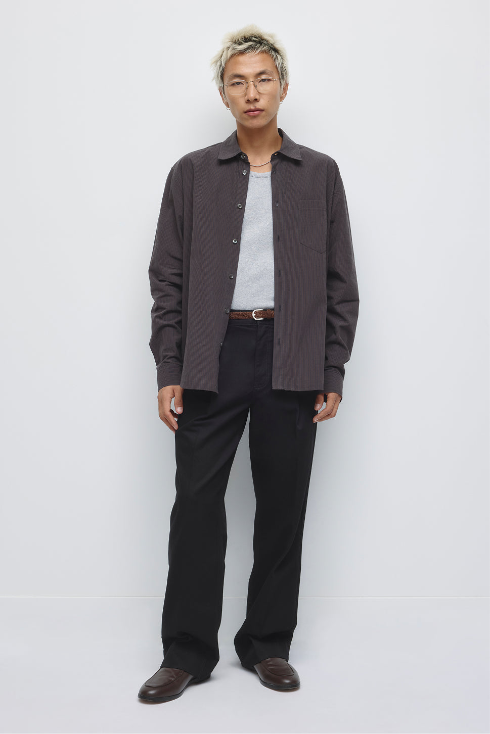 Men's Relaxed Check Shirt in Pitch Navy/Taupe Check