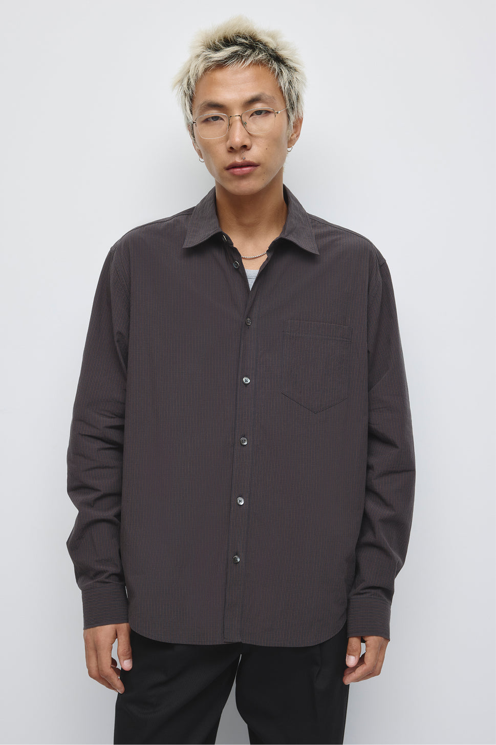 Chemise à Carreaux Coupe Détendue pour Homme en carreaux marine nuit/taupe