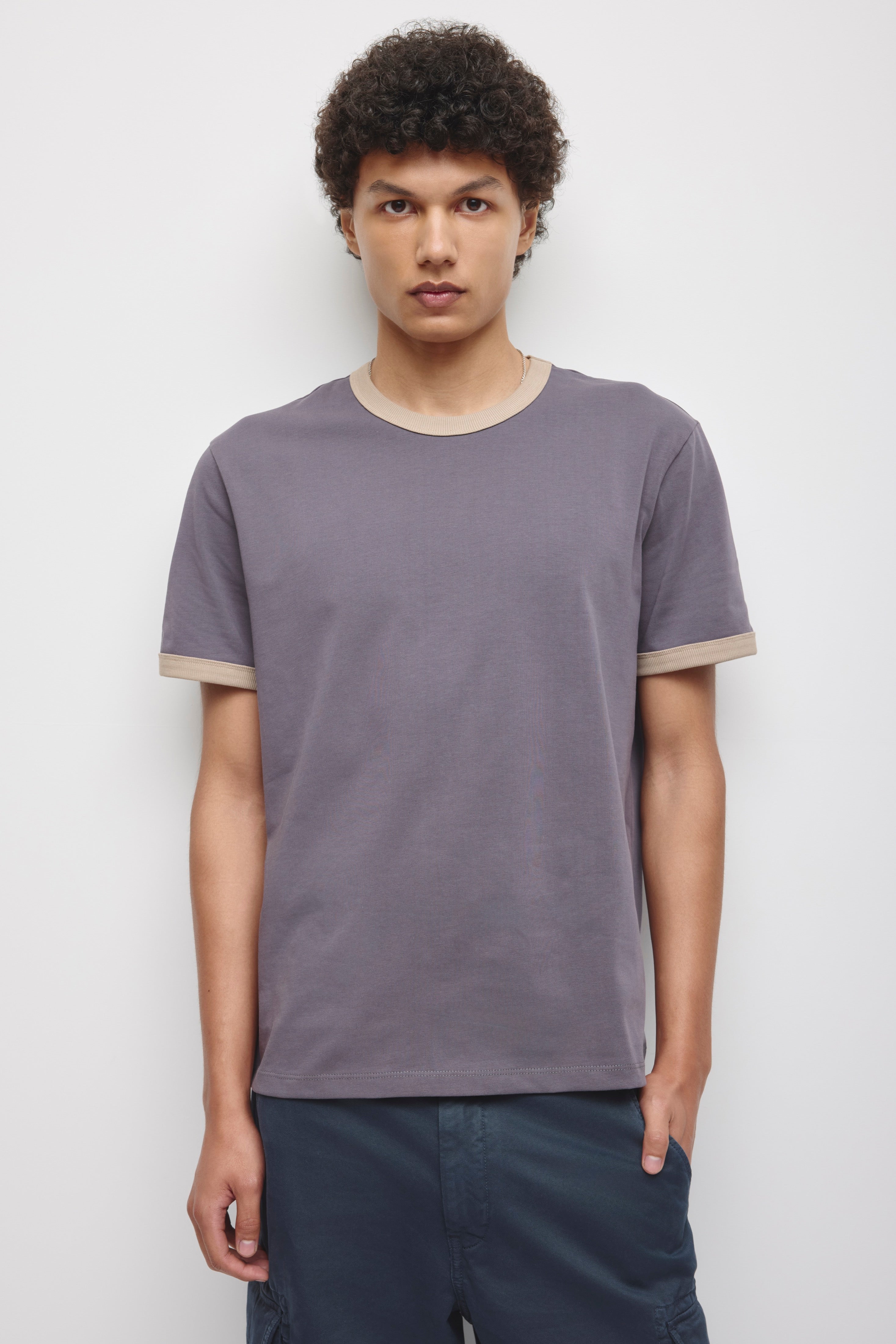 T-shirt Retro Ringer pour homme en requin foncé/Teck