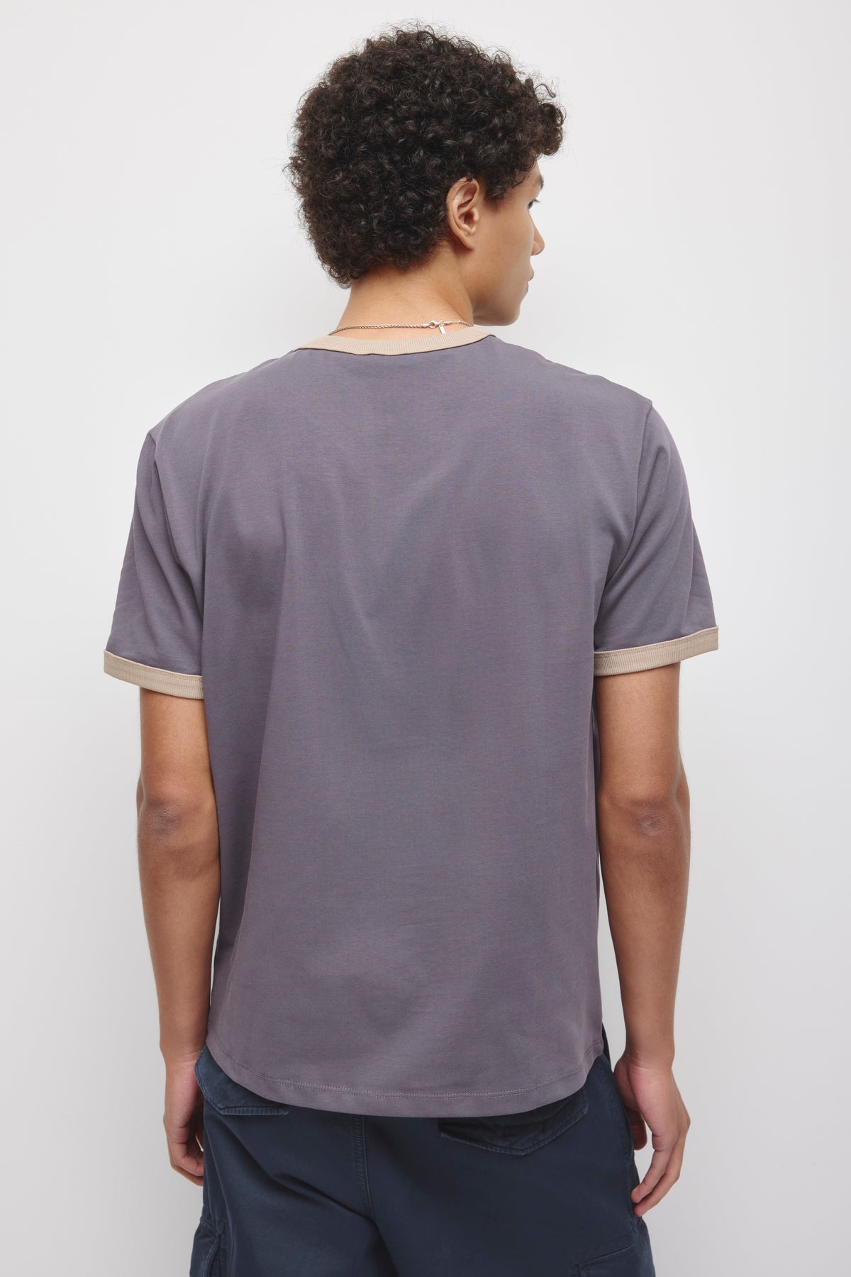 T-shirt Retro Ringer pour homme en requin foncé/Teck