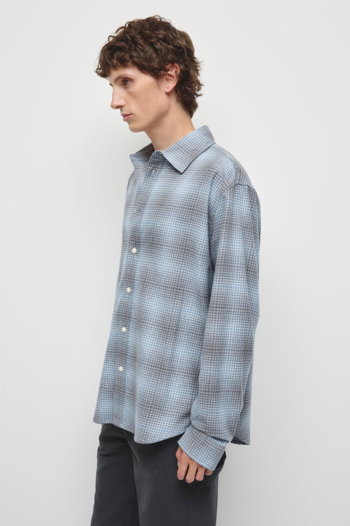 Men's Shadow Plaid Shirt in Winter Sky Plaid