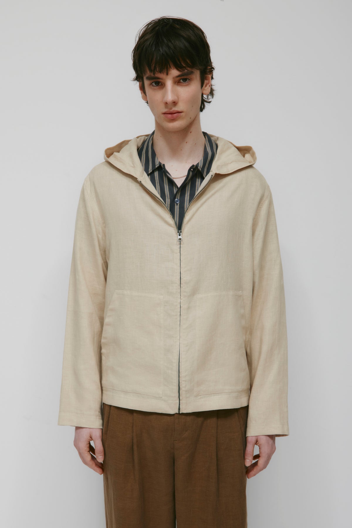Men's Sila Linen Hoodie in Stone