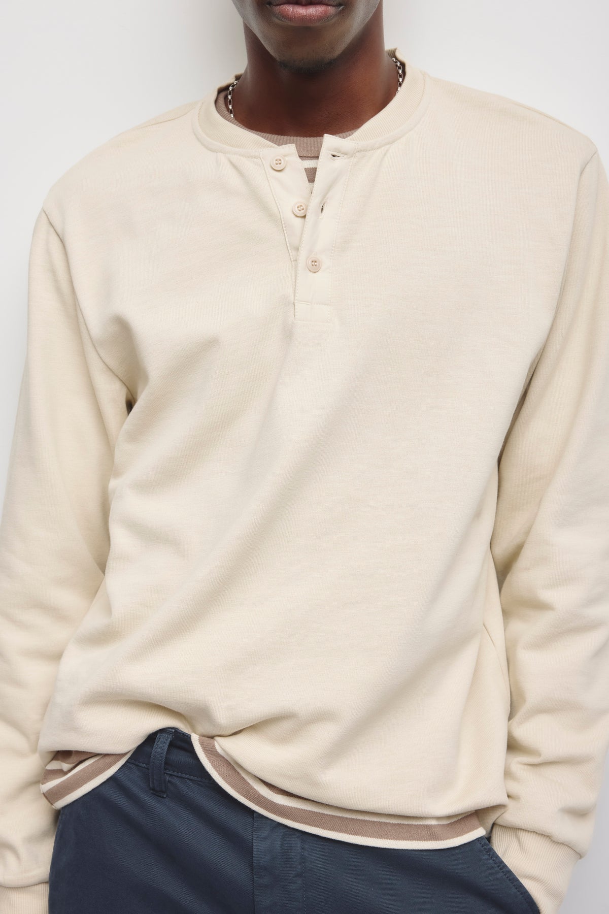Henley Slub pour homme en bouleau