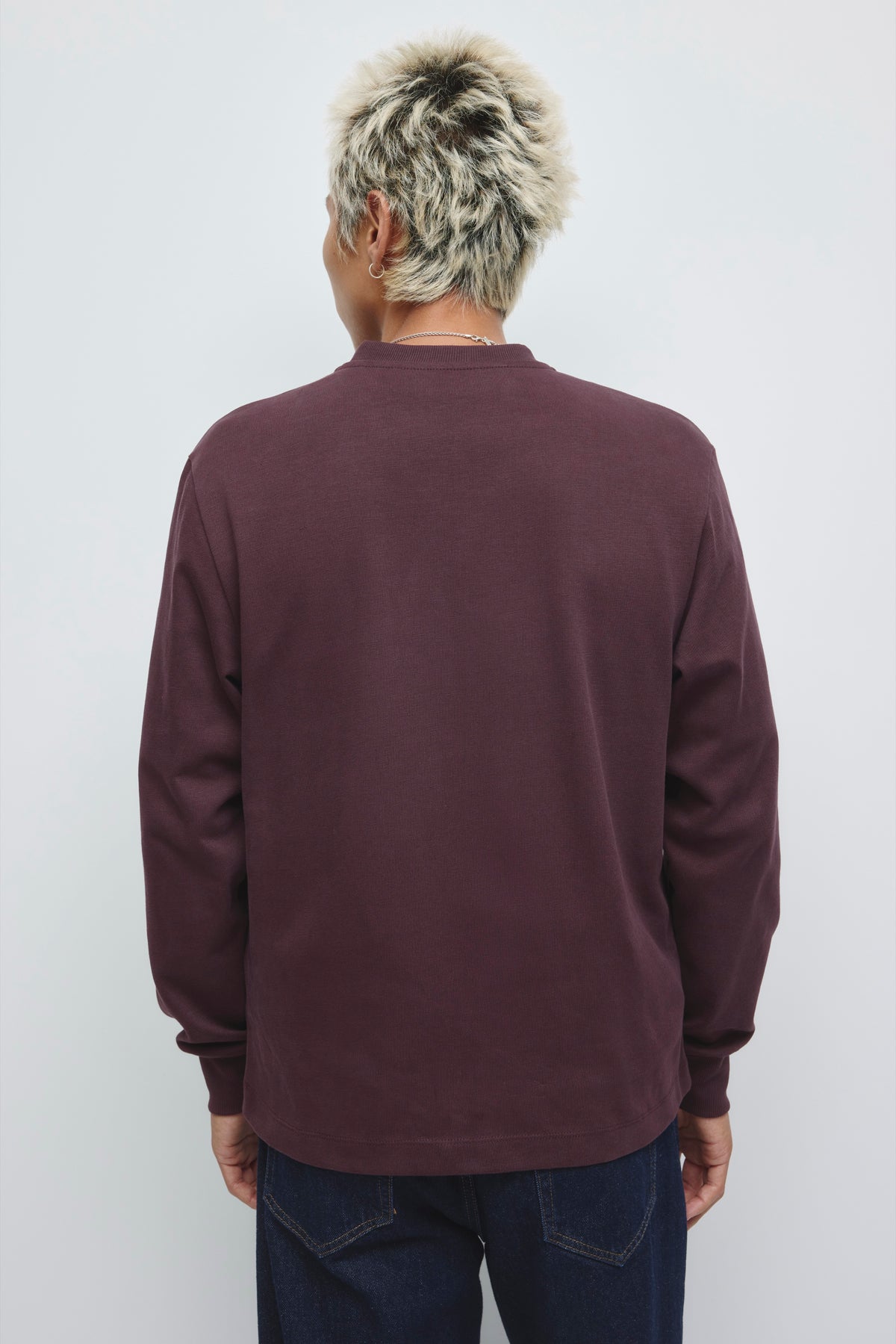 Men's Slub Henley in Chocolate Plum