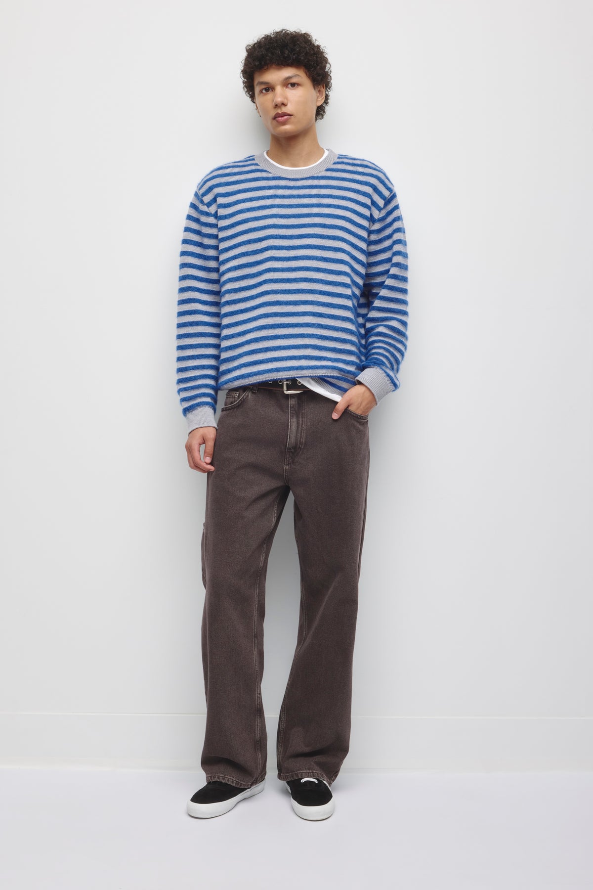Pull duveteux Sukun pour homme en cobalt Blue/Gris chiné