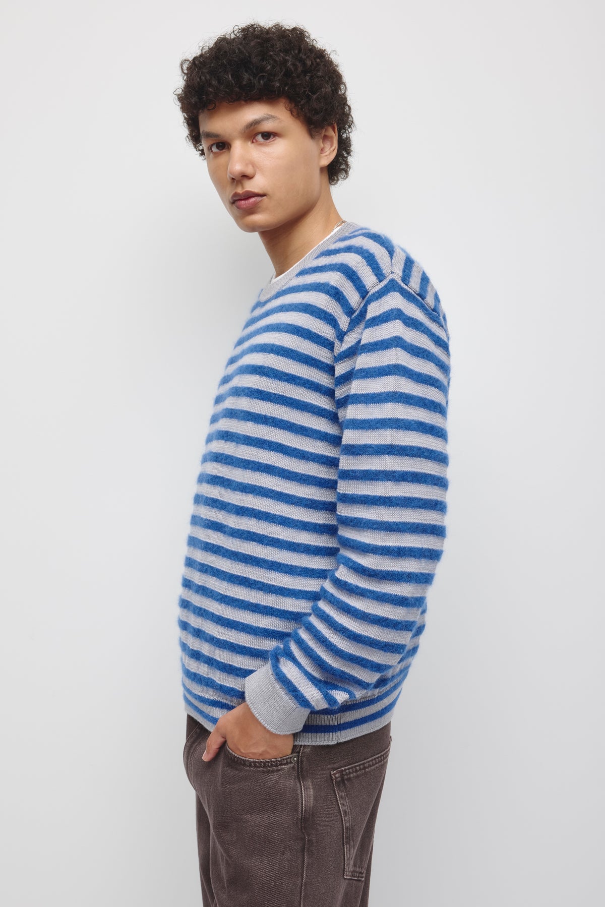 Pull duveteux Sukun pour homme en cobalt Blue/Gris chiné