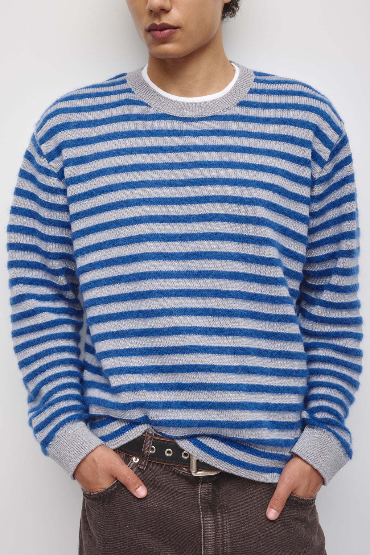 Pull duveteux Sukun pour homme en cobalt Blue/Gris chiné