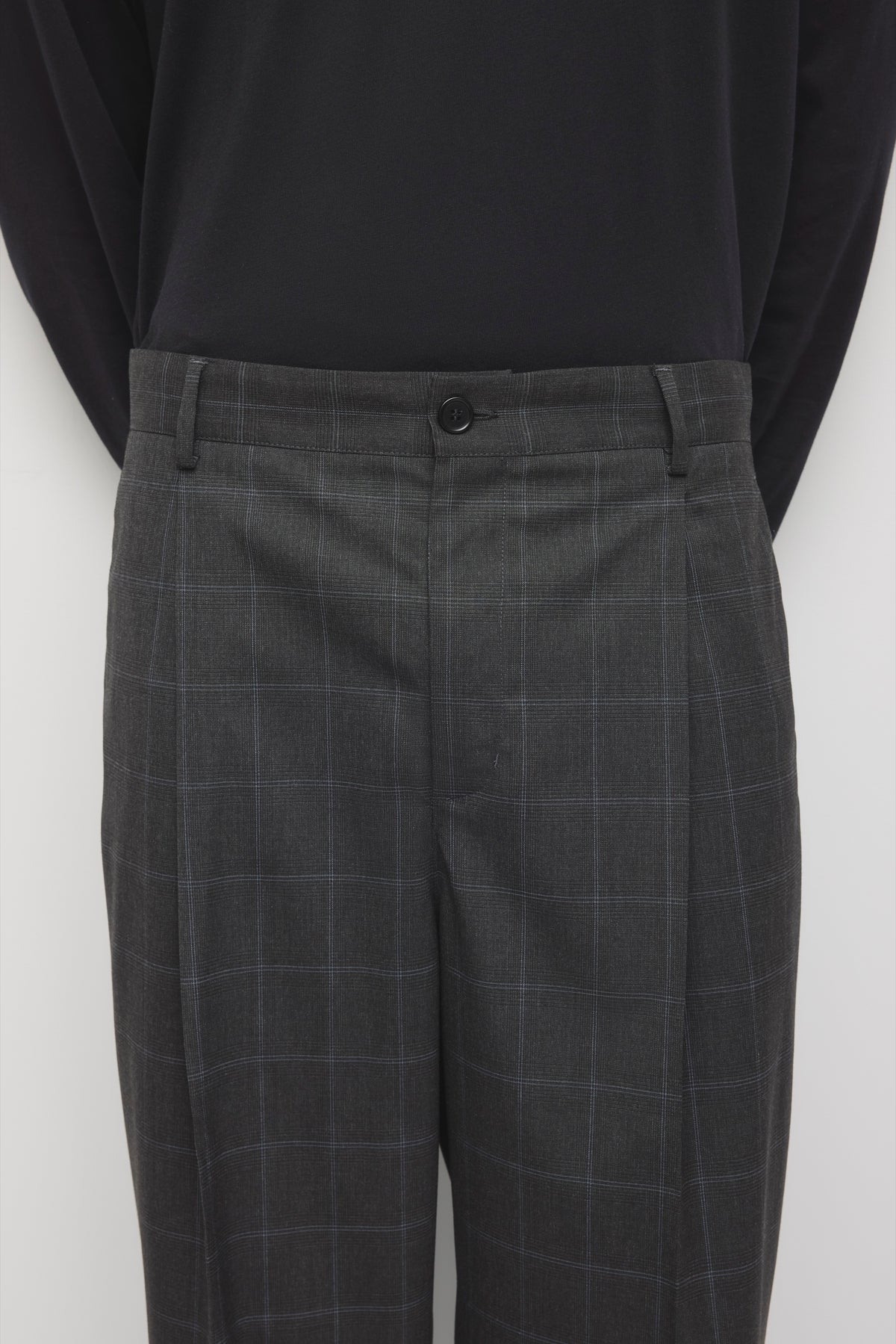 Men's Taym Plaid Trouser in Gypsum/Black Plaid