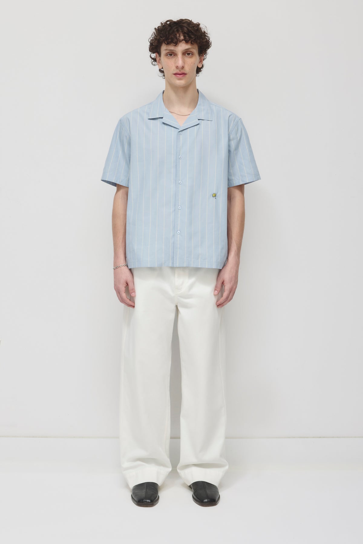 Men's Yani Camp Shirt in Oxford Blue/Sorbet Stripe