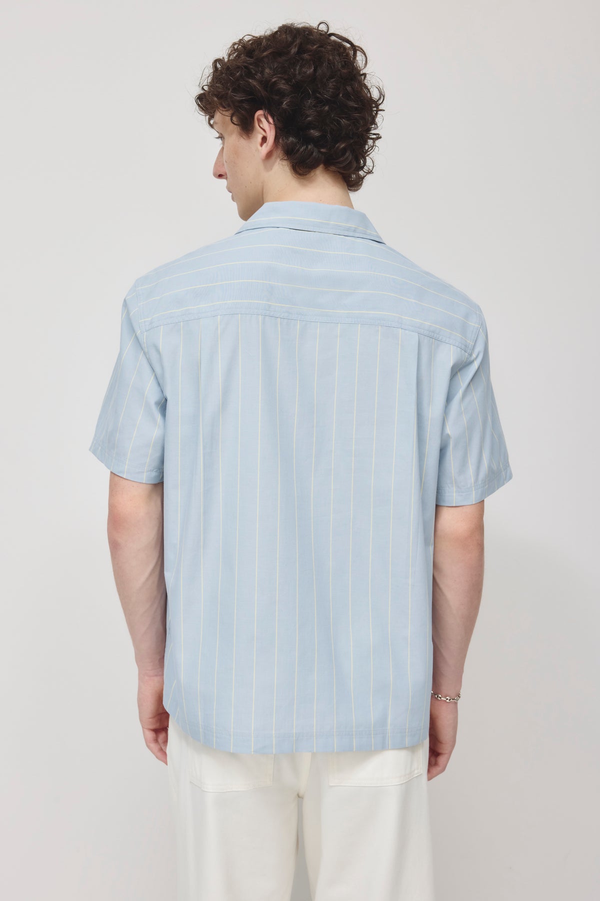 Men's Yani Camp Shirt in Oxford Blue/Sorbet Stripe