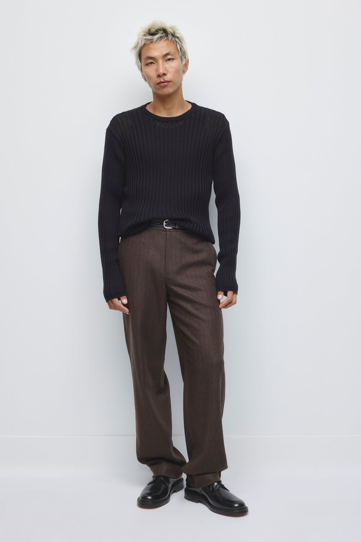 Men's Zalam Open Rib Longsleeve in Black