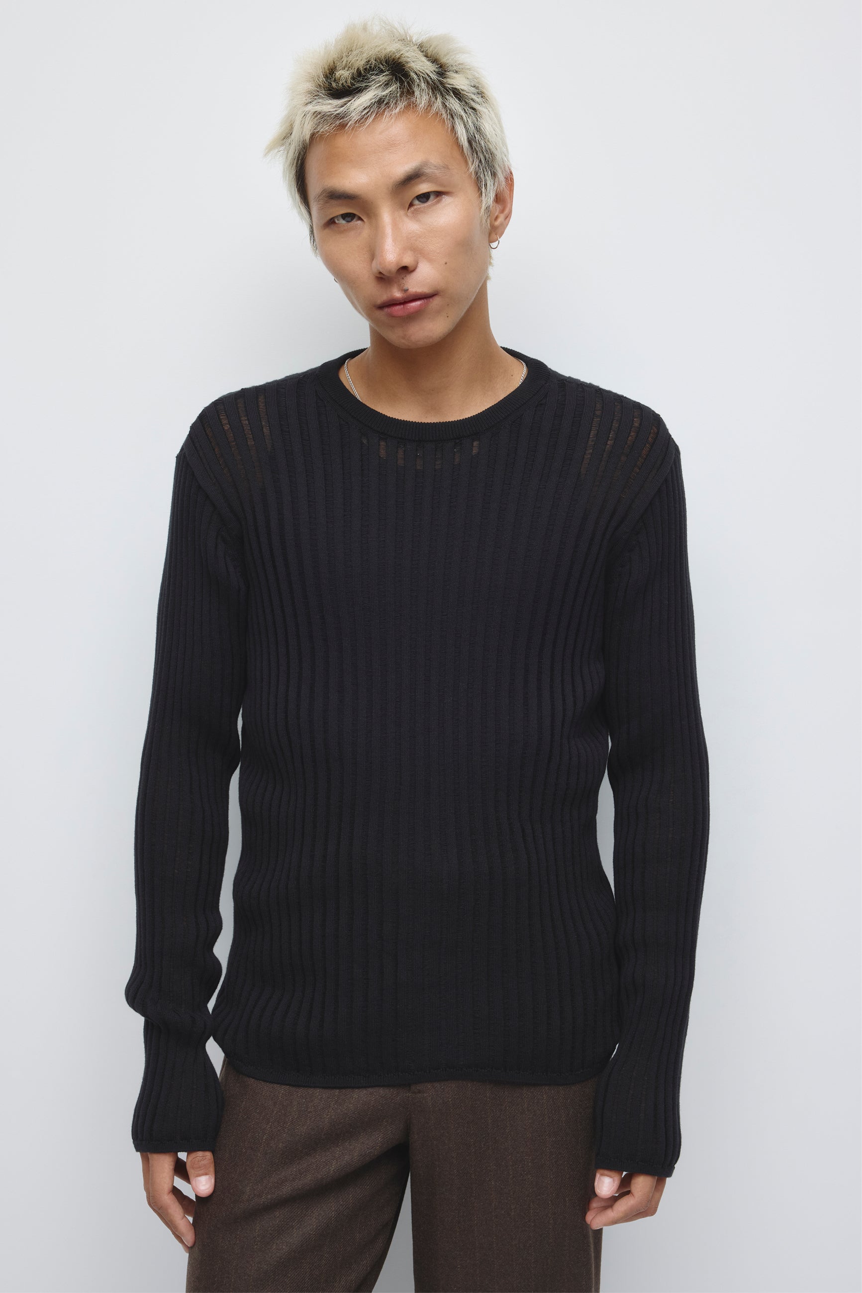 Chandail Zalam à Côtes Ouvertes pour homme en noir