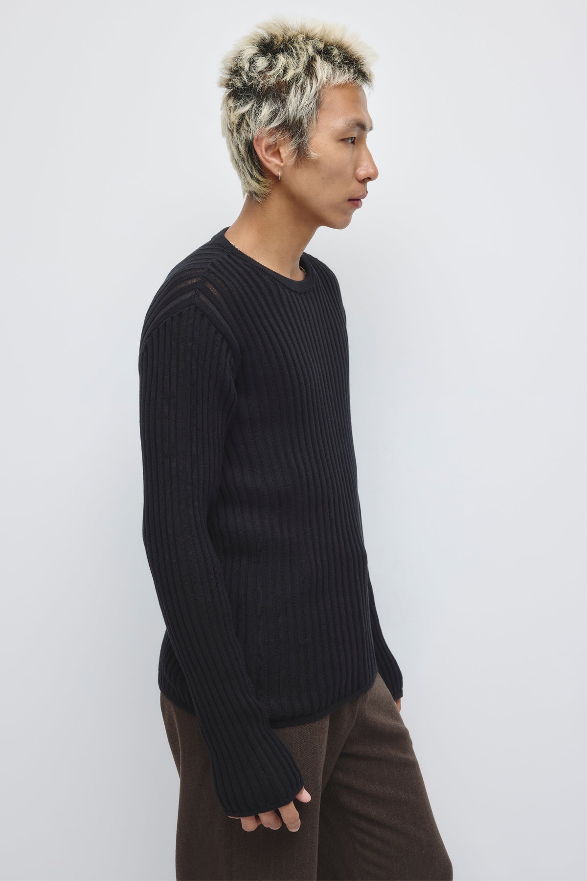 Men's Zalam Open Rib Longsleeve in Black