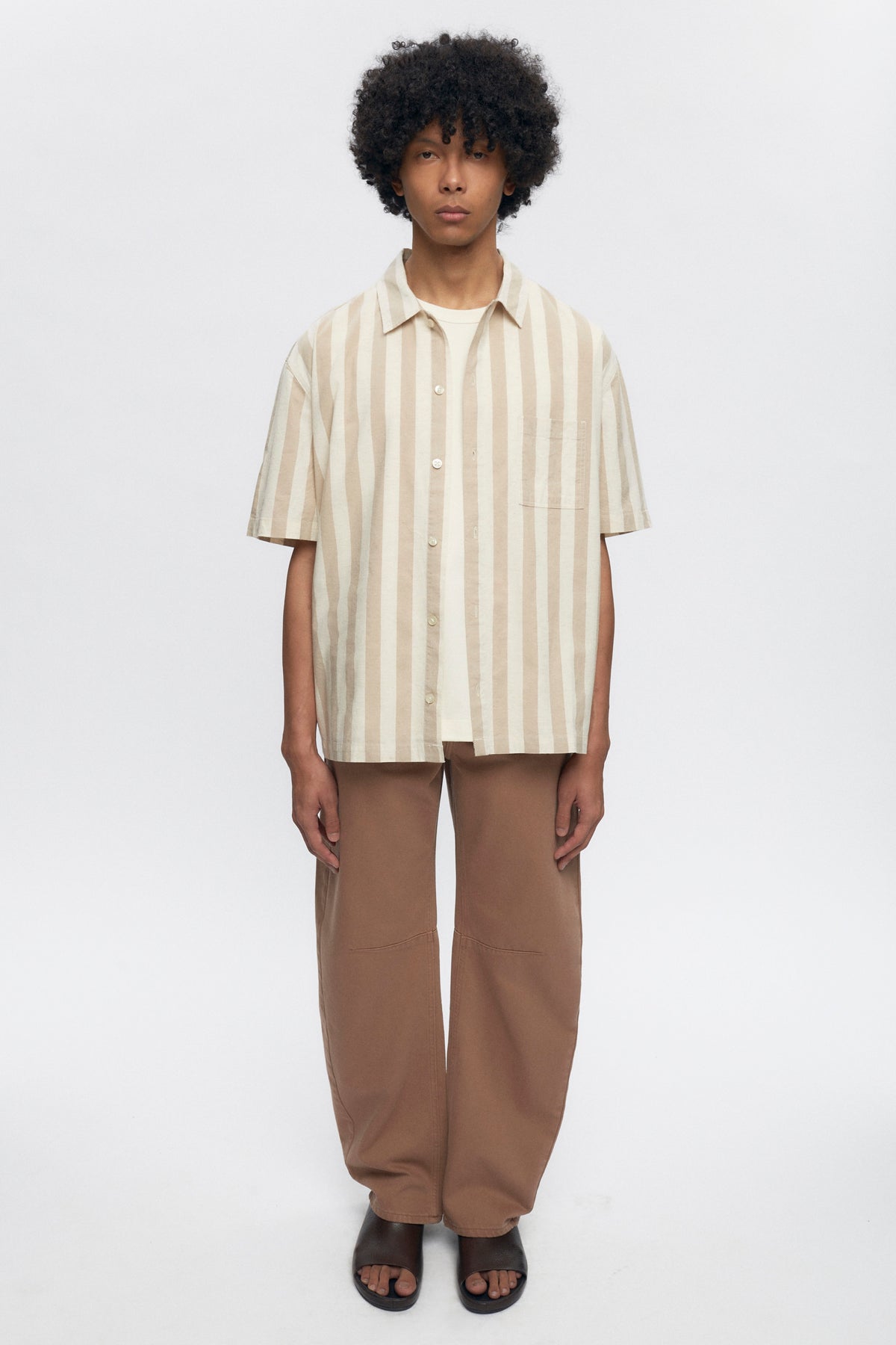 Abu-Simbel Short Sleeve Shirt in Natural Stripe