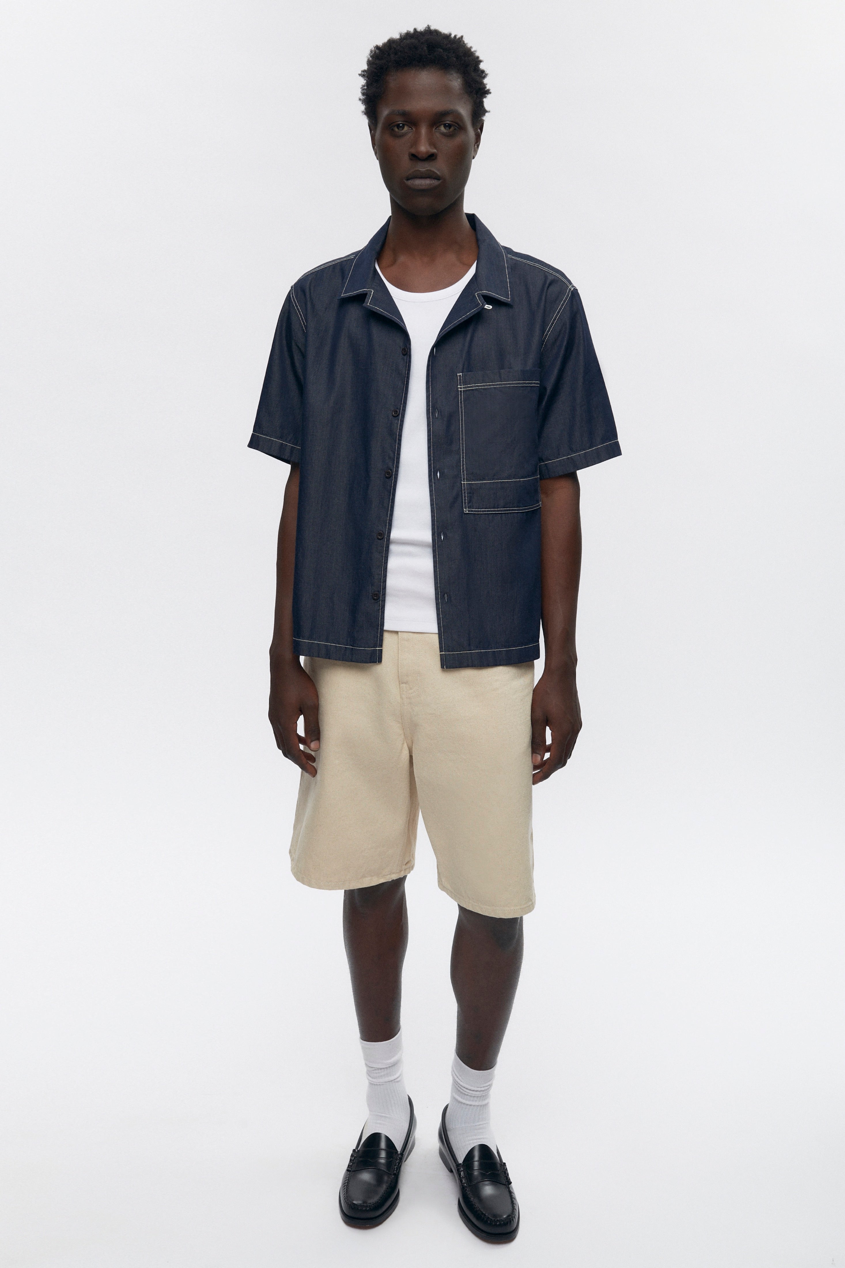 Chemise de camp en chambray pour hommes en rincez