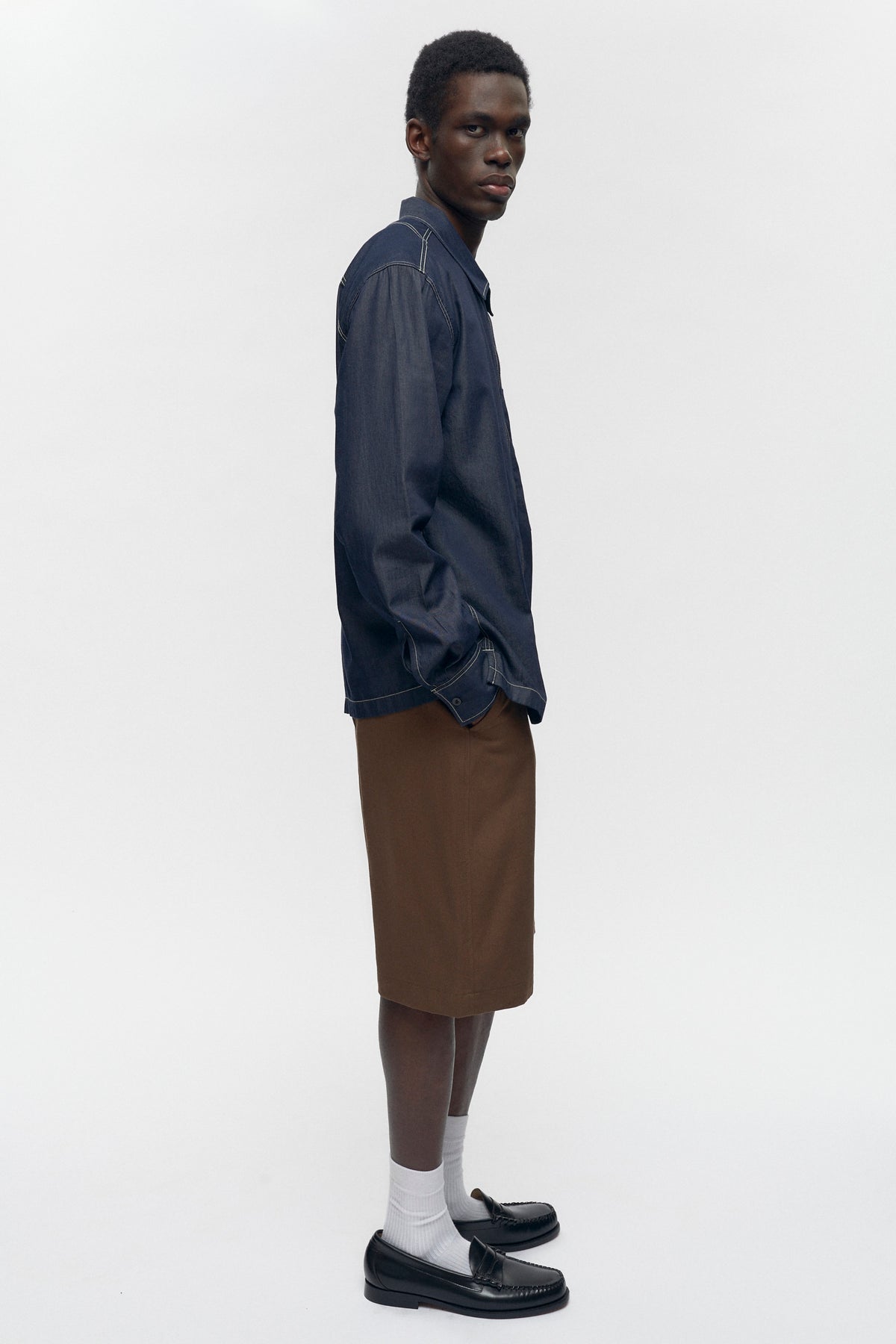 Men's Chambray Full Zip Shirt in Rinse