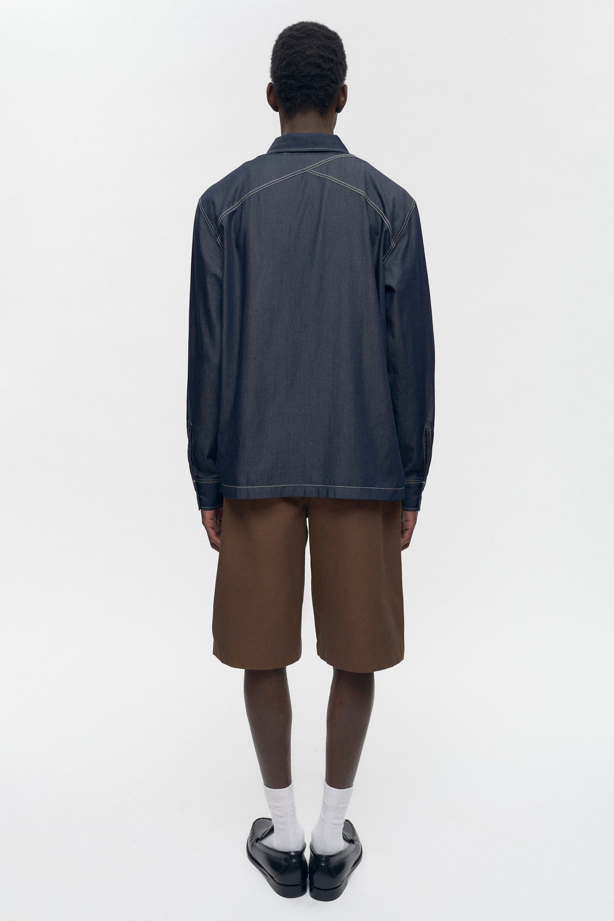 Men's Chambray Full Zip Shirt in Rinse