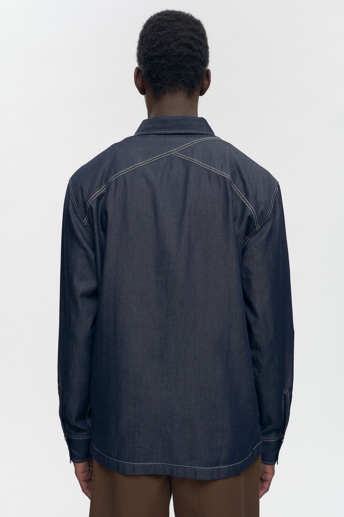 Men's Chambray Full Zip Shirt in Rinse