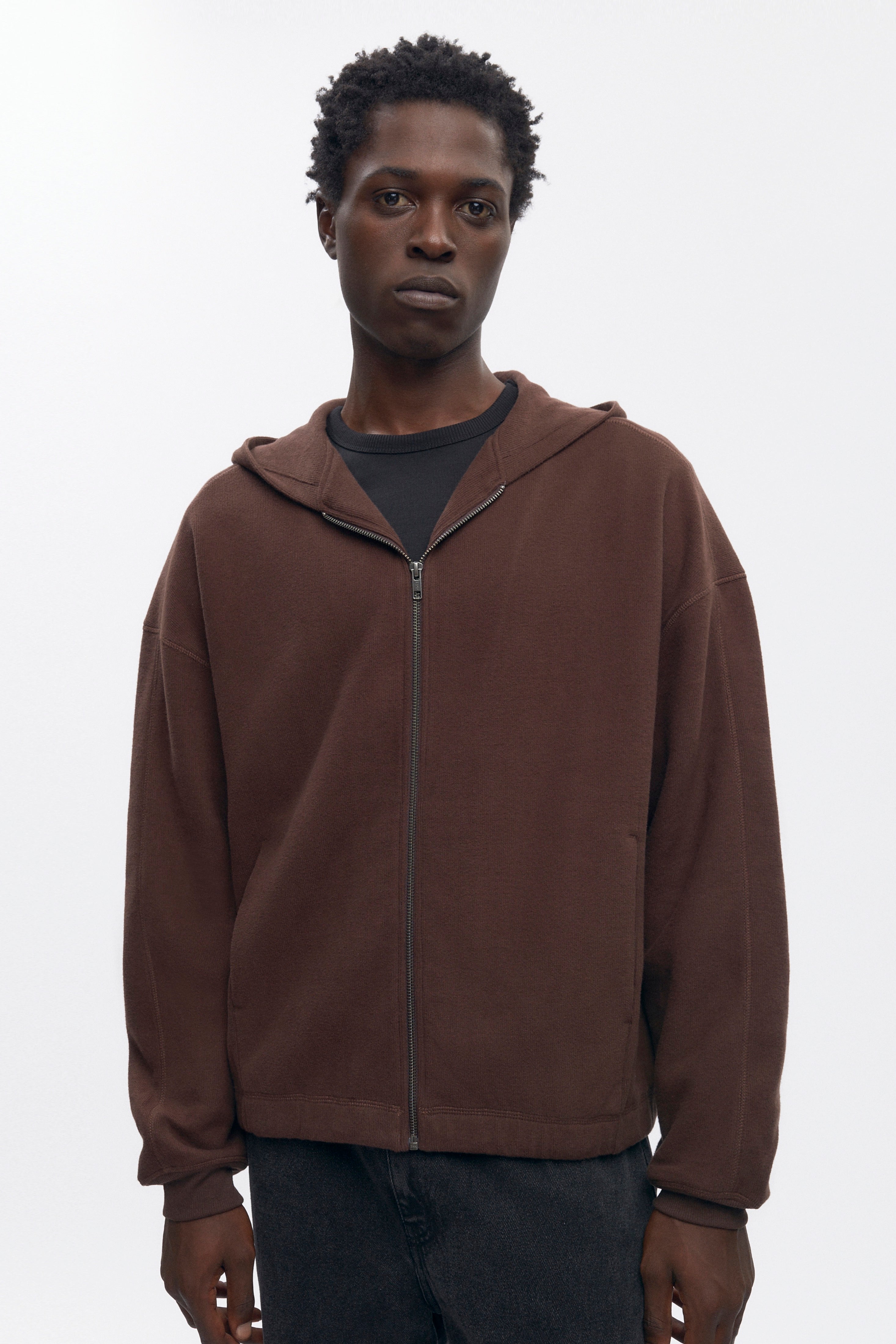Men's Cozy Zip Hoodie in Coffee Bean