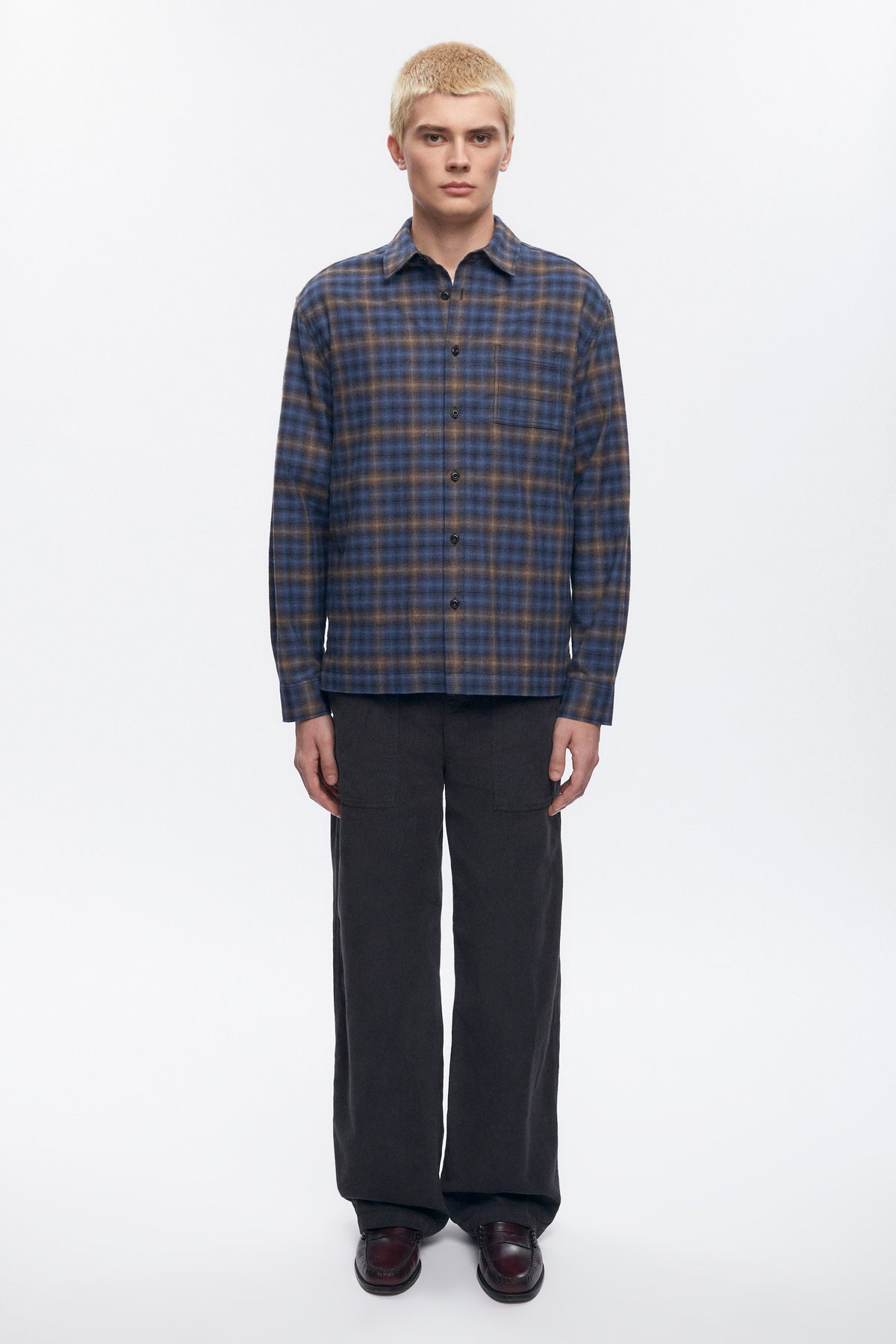 Men's Flannel Shirt in Blue Plaid