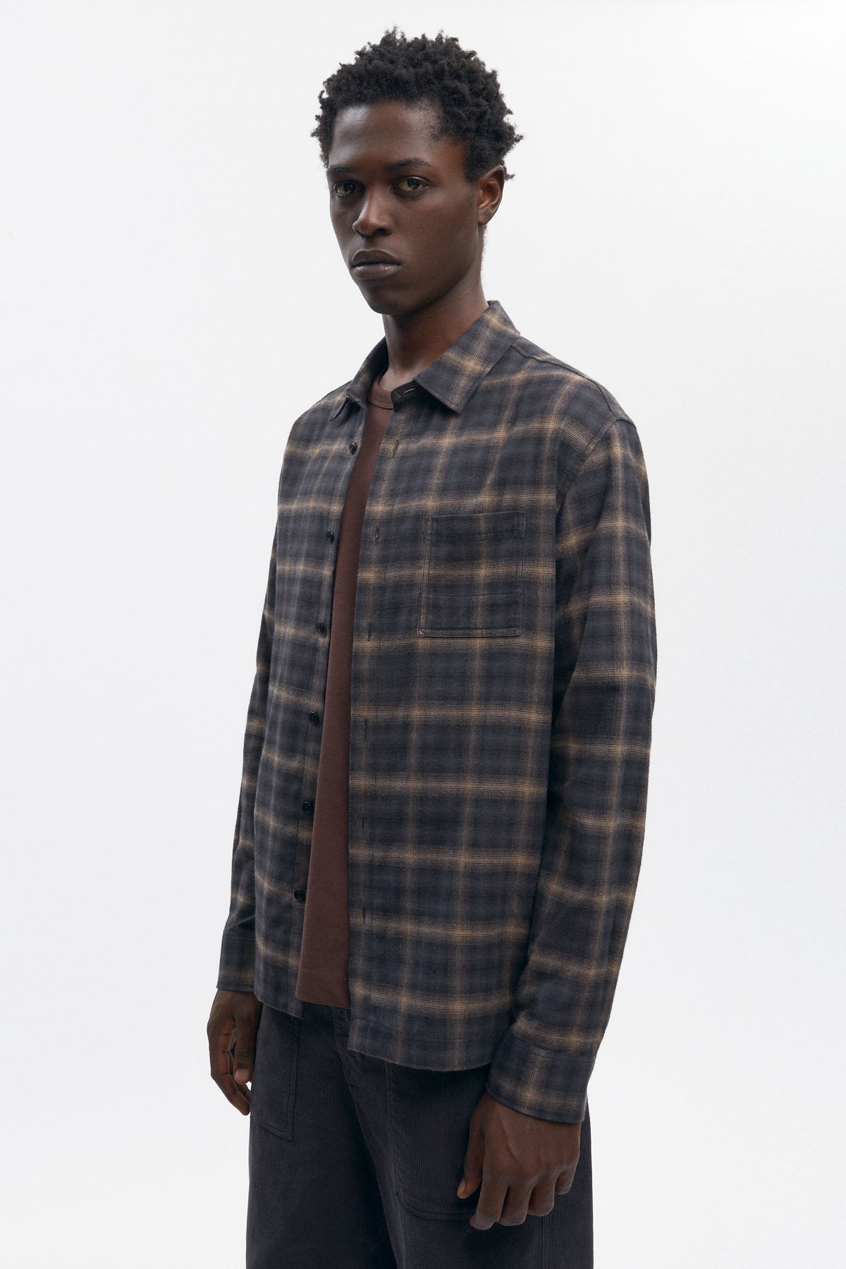Men's Flannel Shirt in Brown Plaid