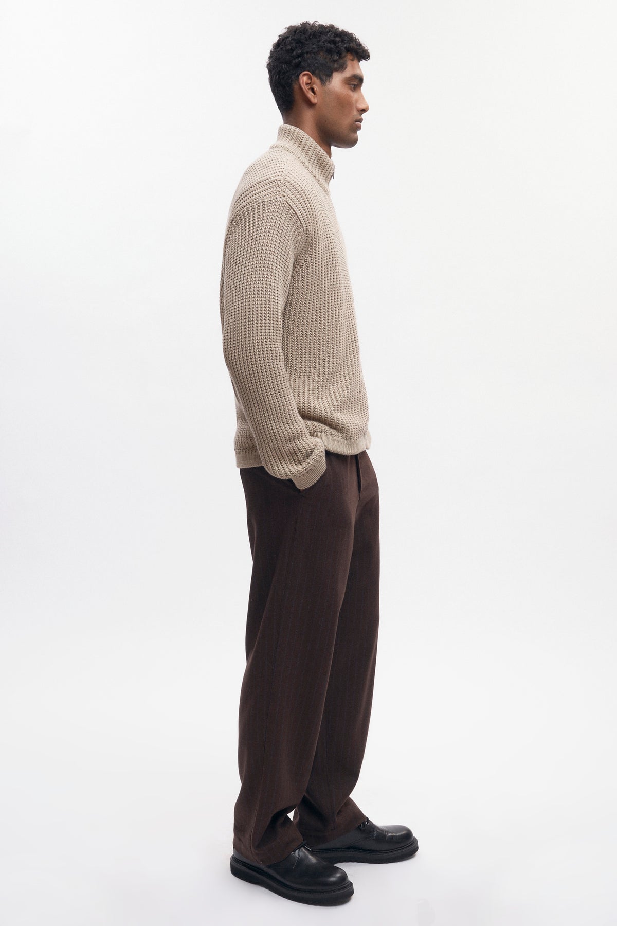 Men's Hadi Zip Sweater in Oat