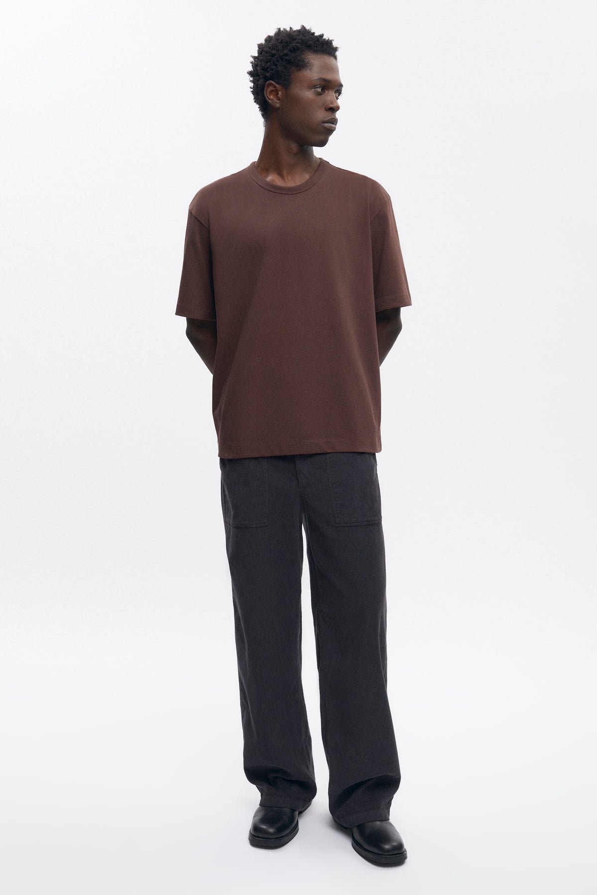 T-shirt à col rond pour homme en graine de café