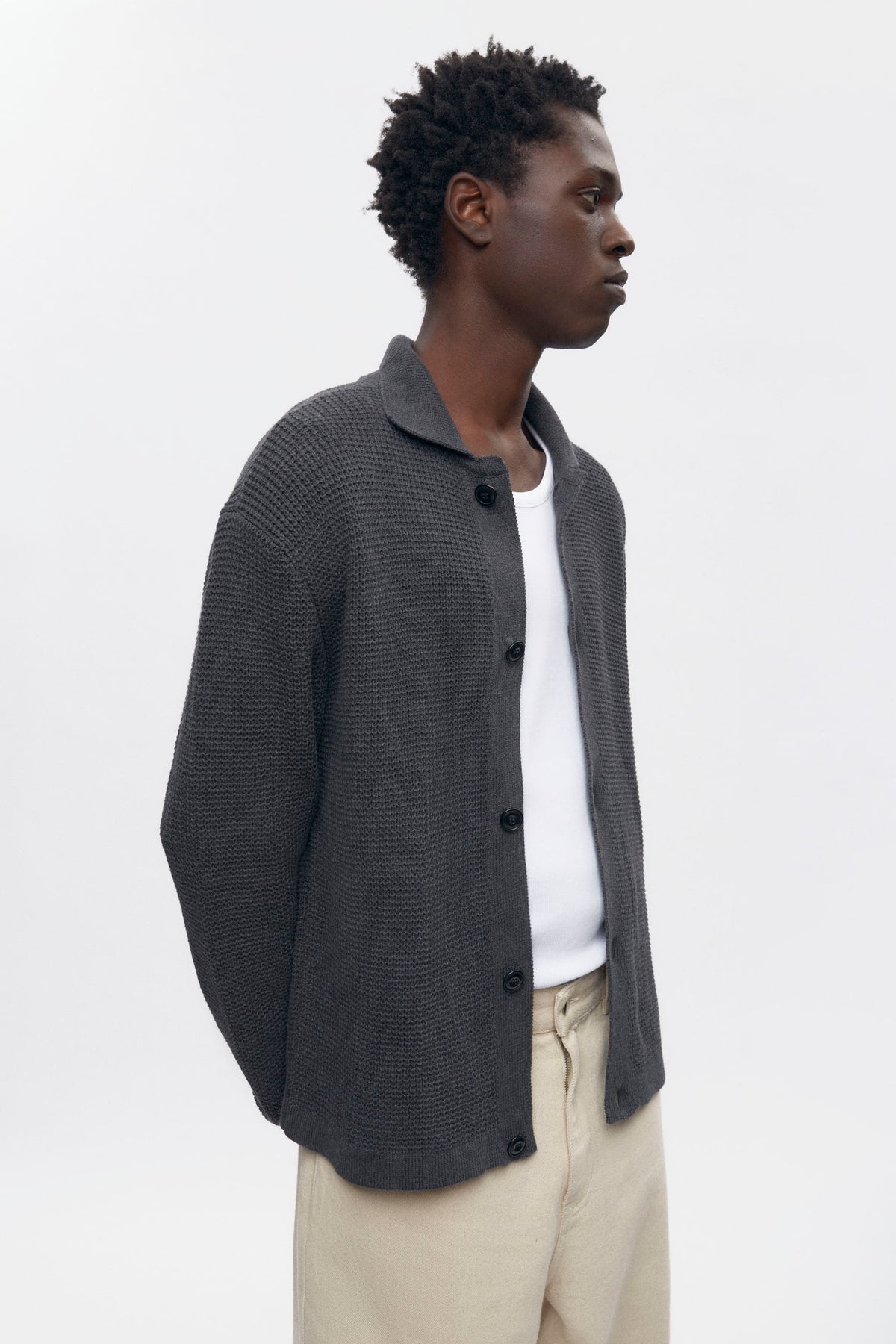 Chemise en maille ouverte pour homme en charcoal Melange