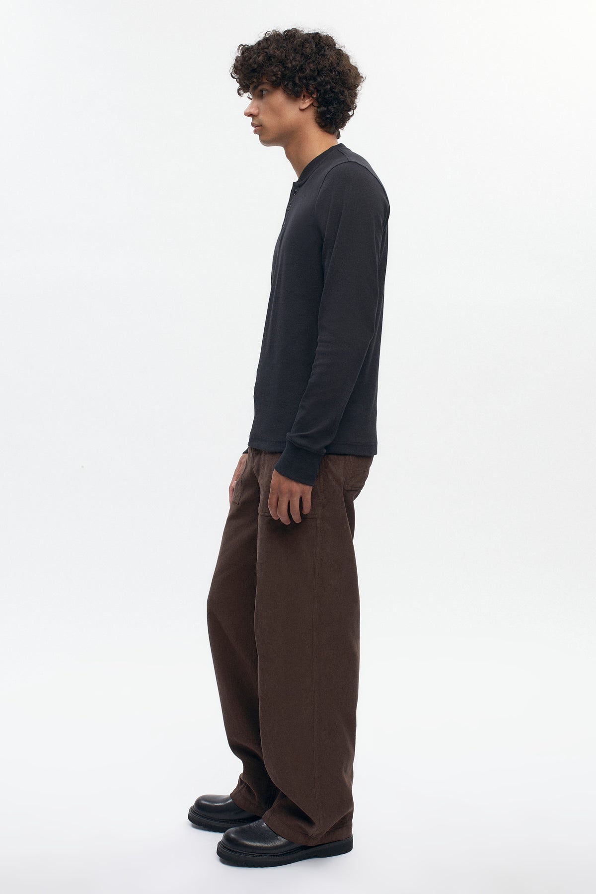 Men's Rib Henley in Black