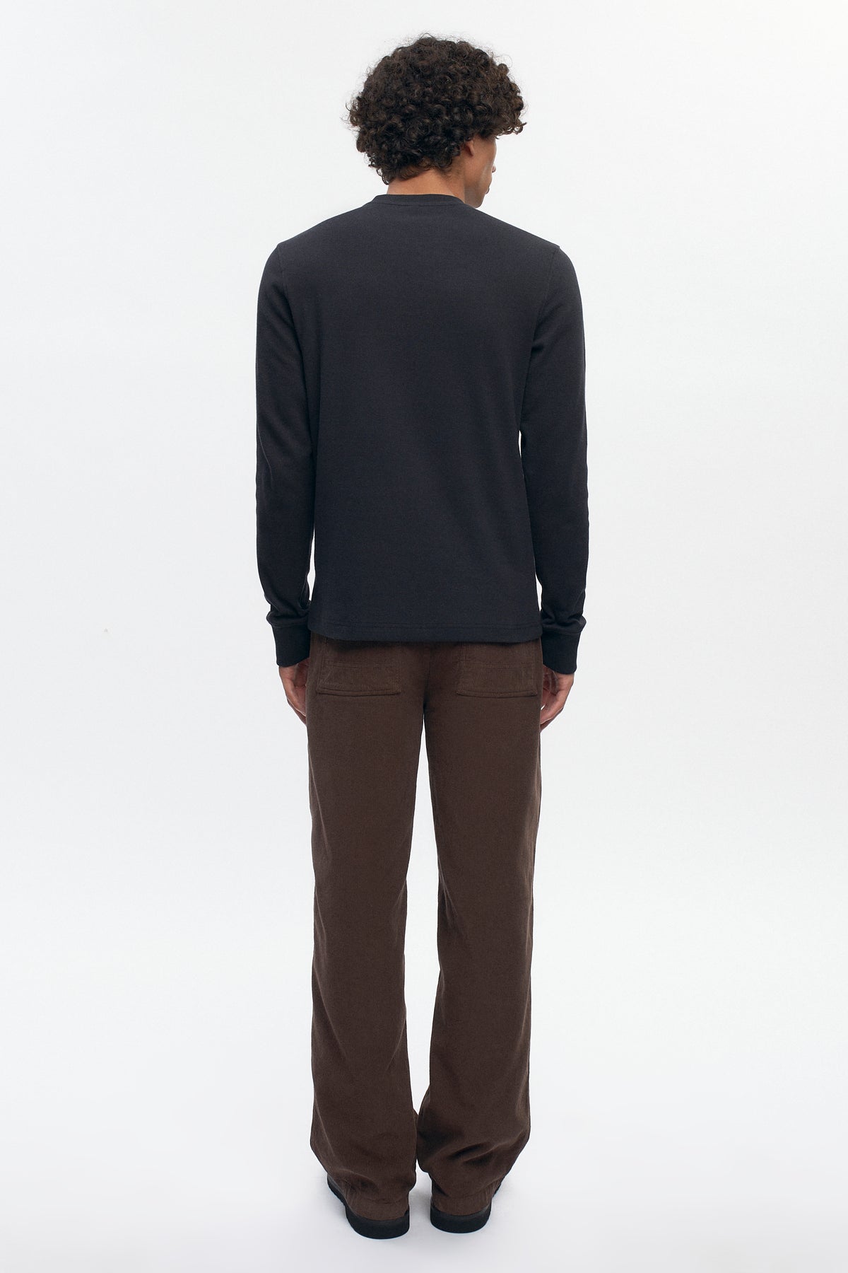 Men's Rib Henley in Black