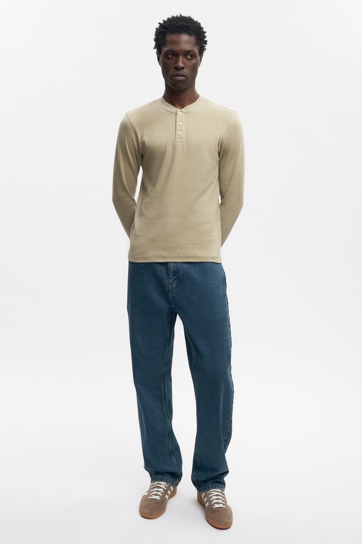 Men's Rib Henley in Desert