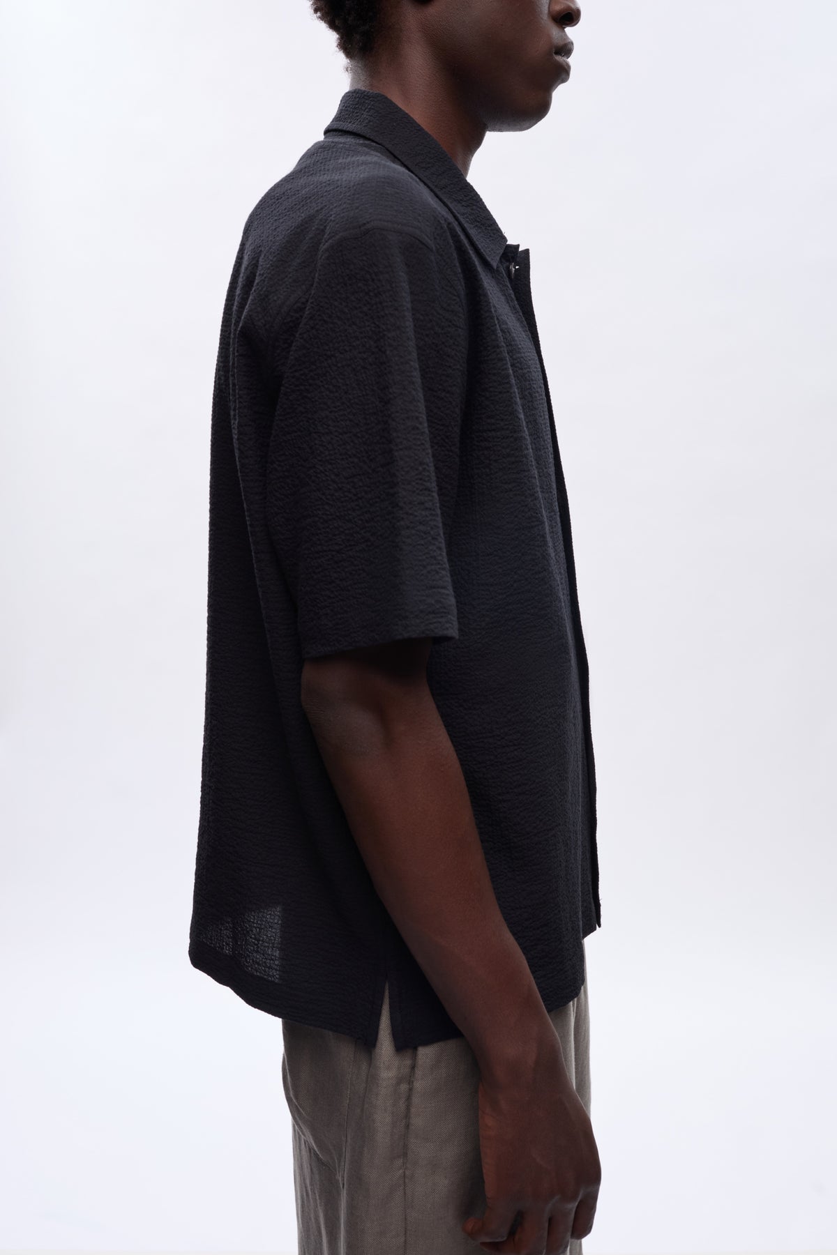 Chemise Seersucker pour hommes en noir
