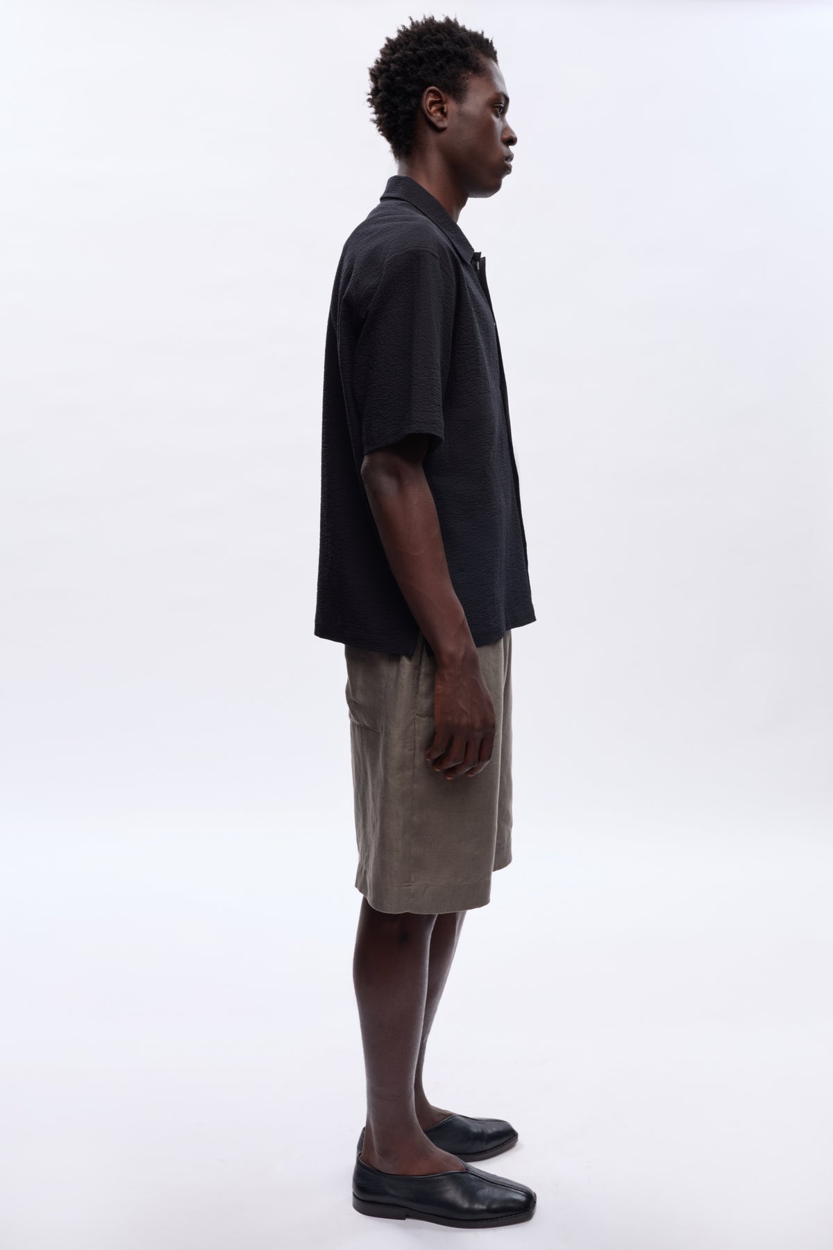 Chemise Seersucker pour hommes en noir