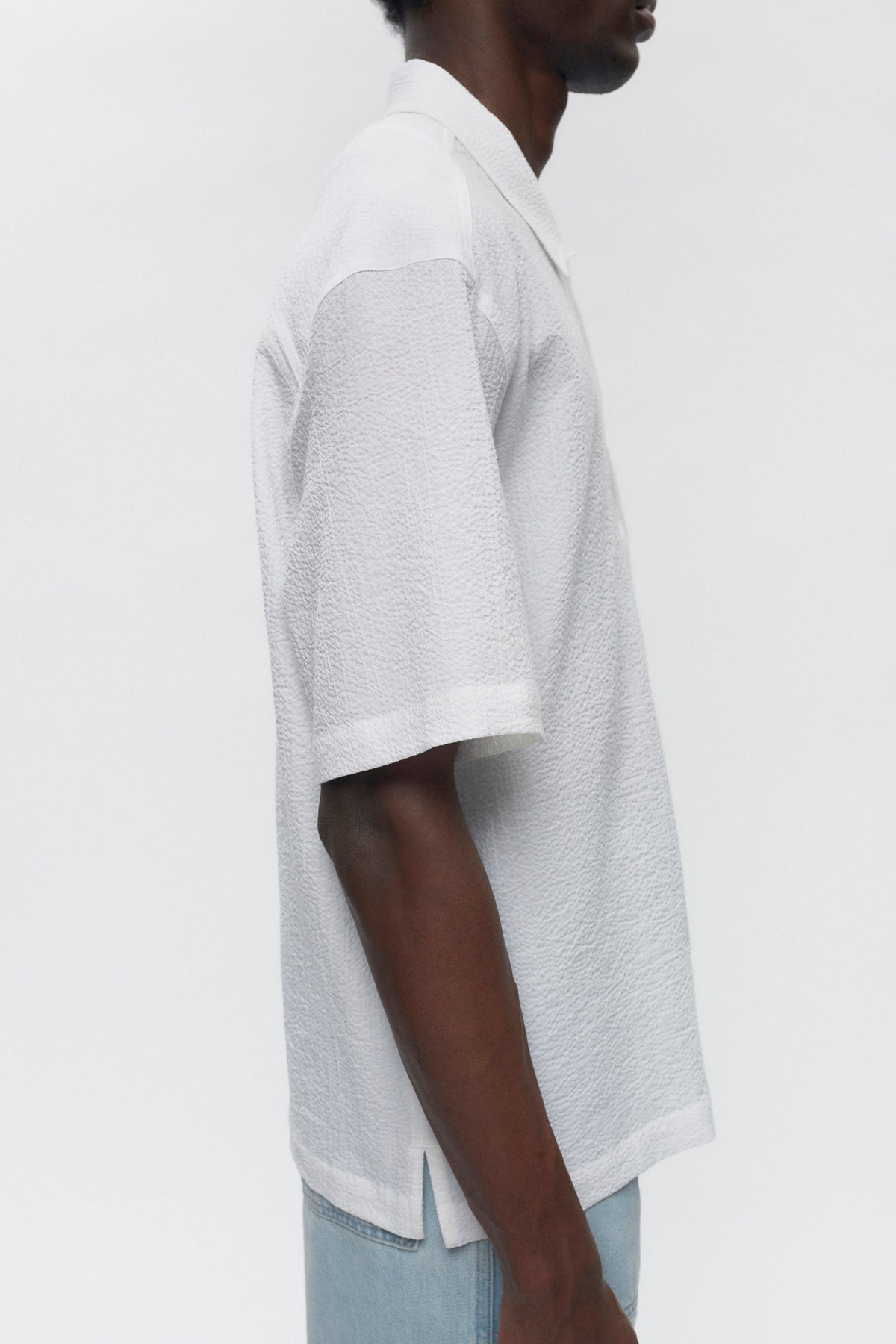 Chemise Seersucker pour hommes en blanc