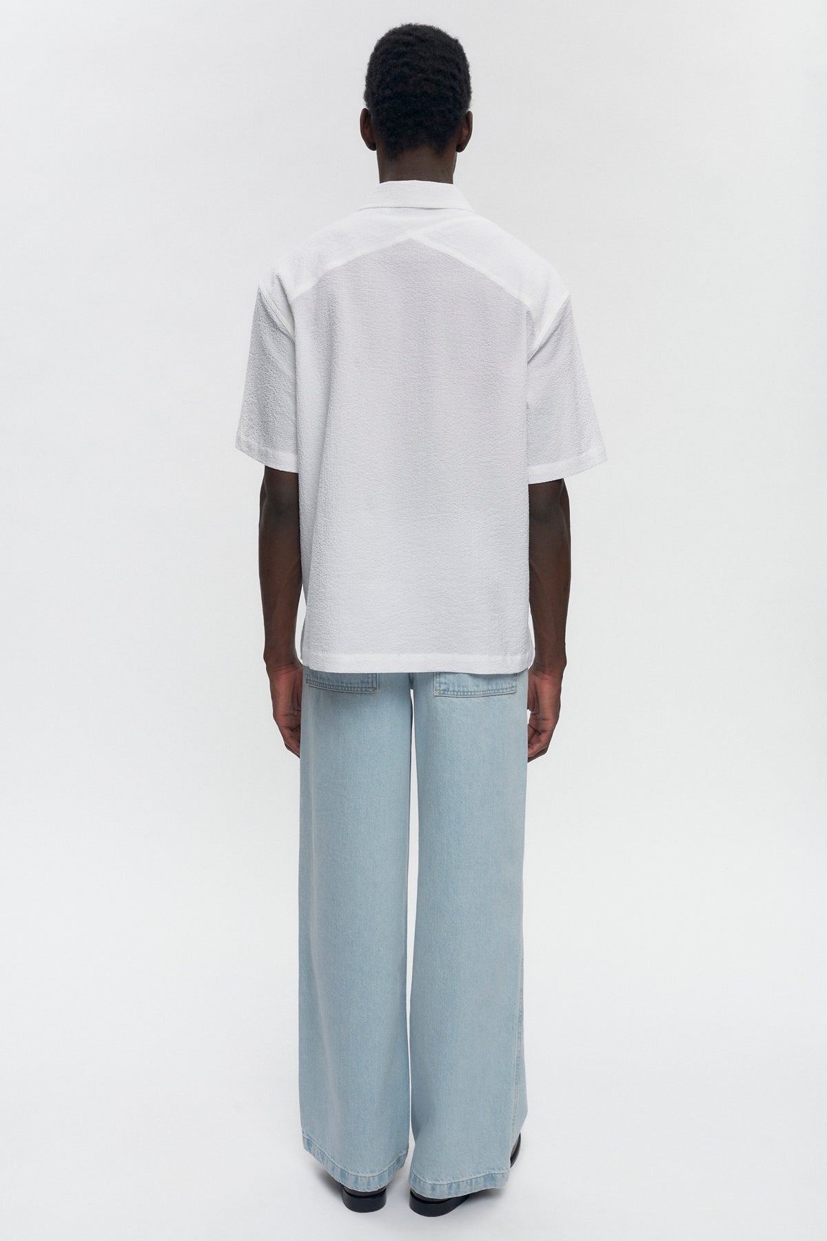 Chemise Seersucker pour hommes en blanc