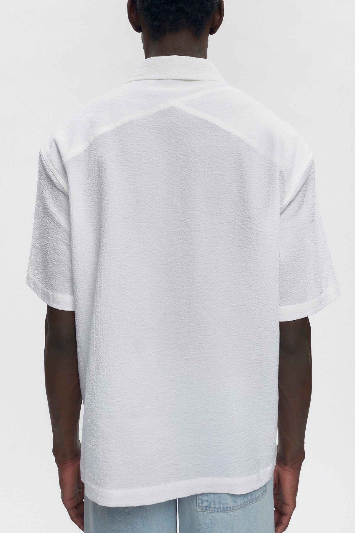 Chemise Seersucker pour hommes en blanc