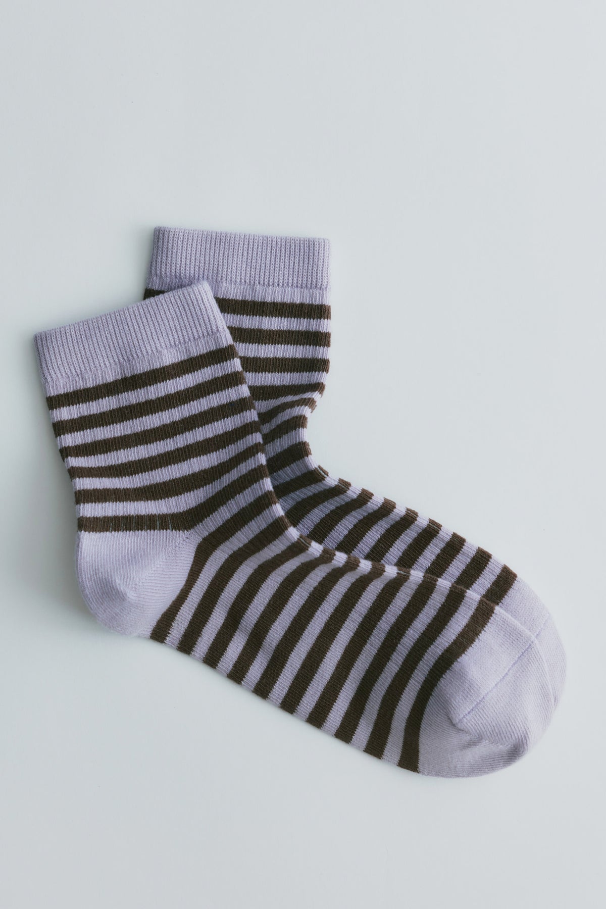 Chaussettes courtes à côtes en rayures chardon/écorce