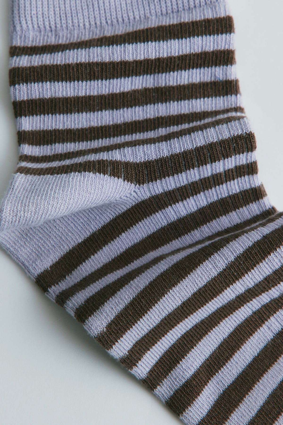 Chaussettes courtes à côtes en rayures chardon/écorce