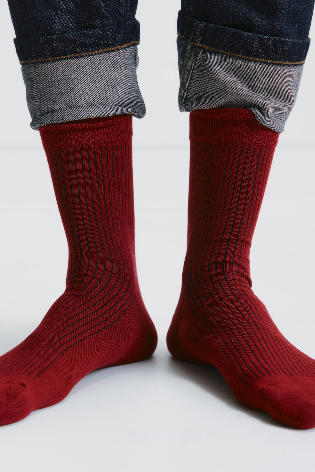 Chaussettes côtelées en carmin