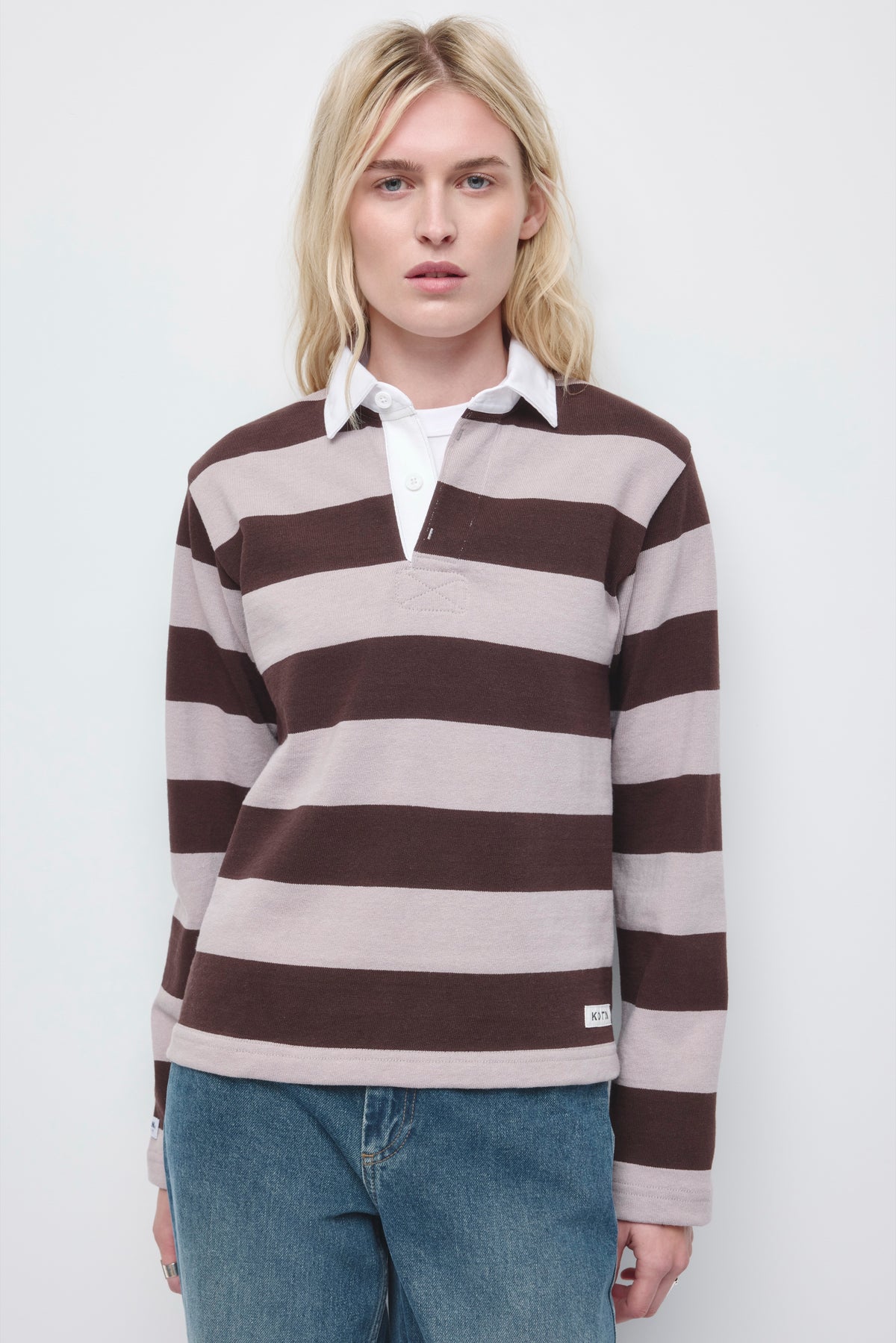 Shrunken Rugby Shirt in Grey/Brown