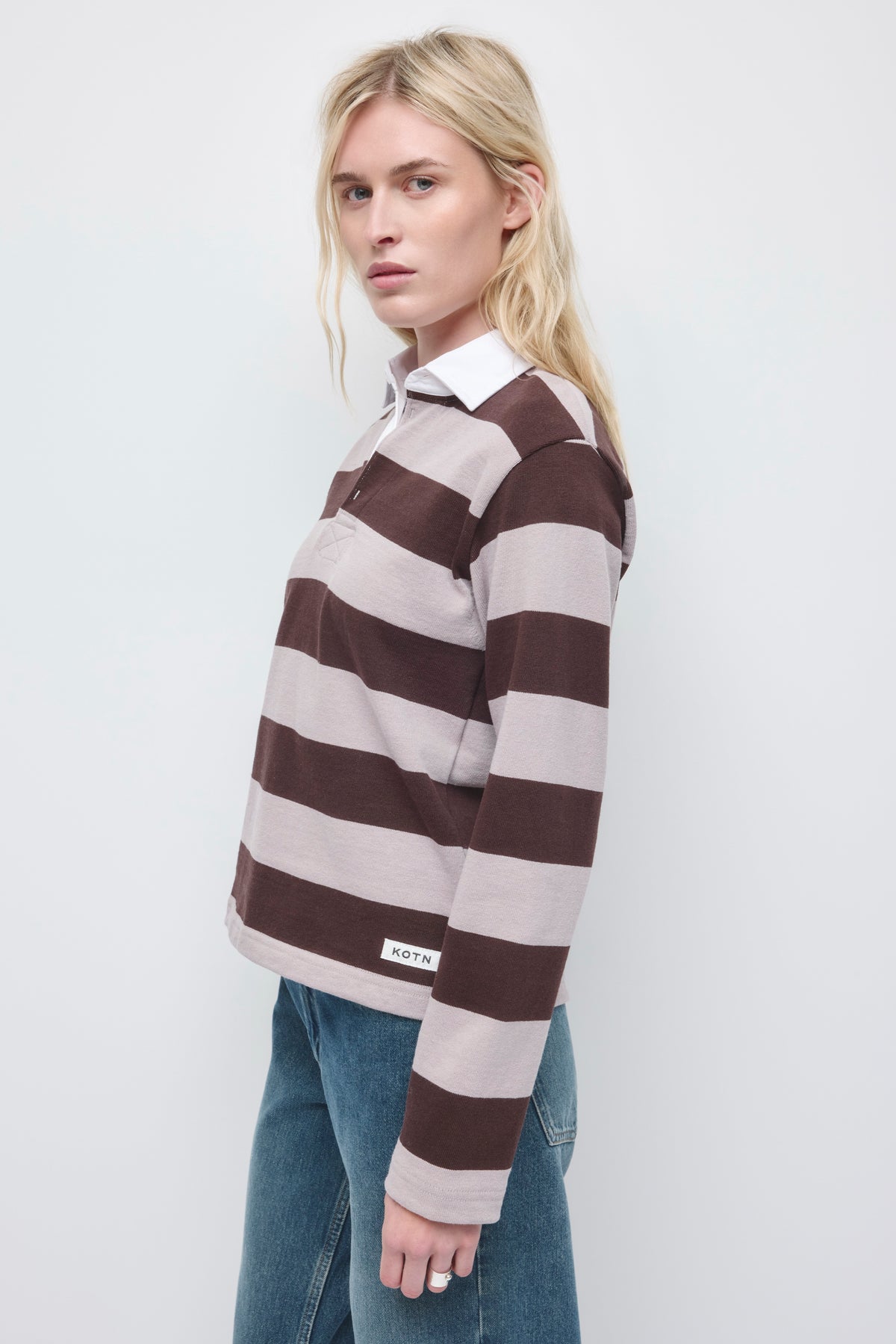 Shrunken Rugby Shirt in Grey/Brown