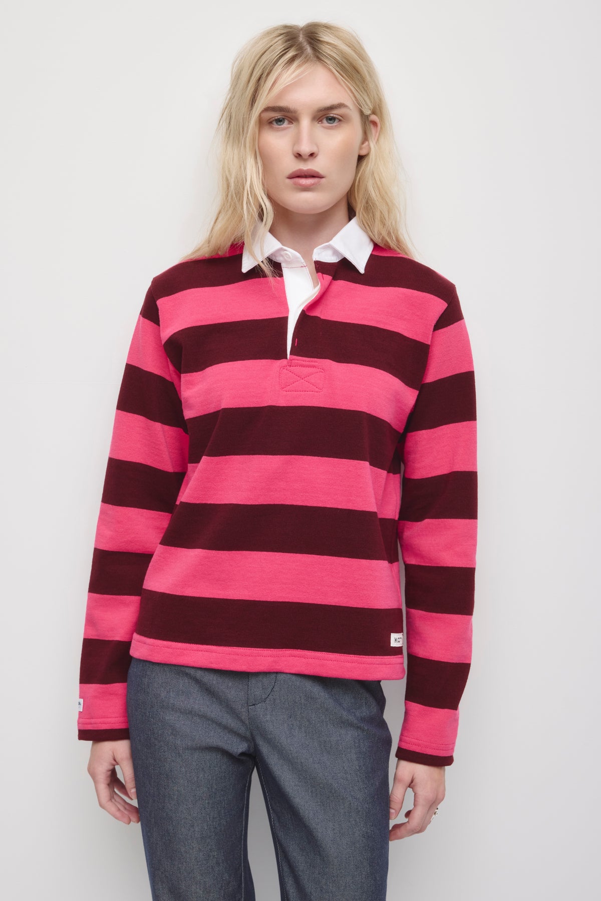 Shrunken Rugby Shirt in Rose/Harvard