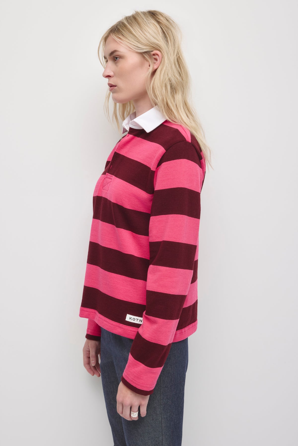 Shrunken Rugby Shirt in Rose/Harvard