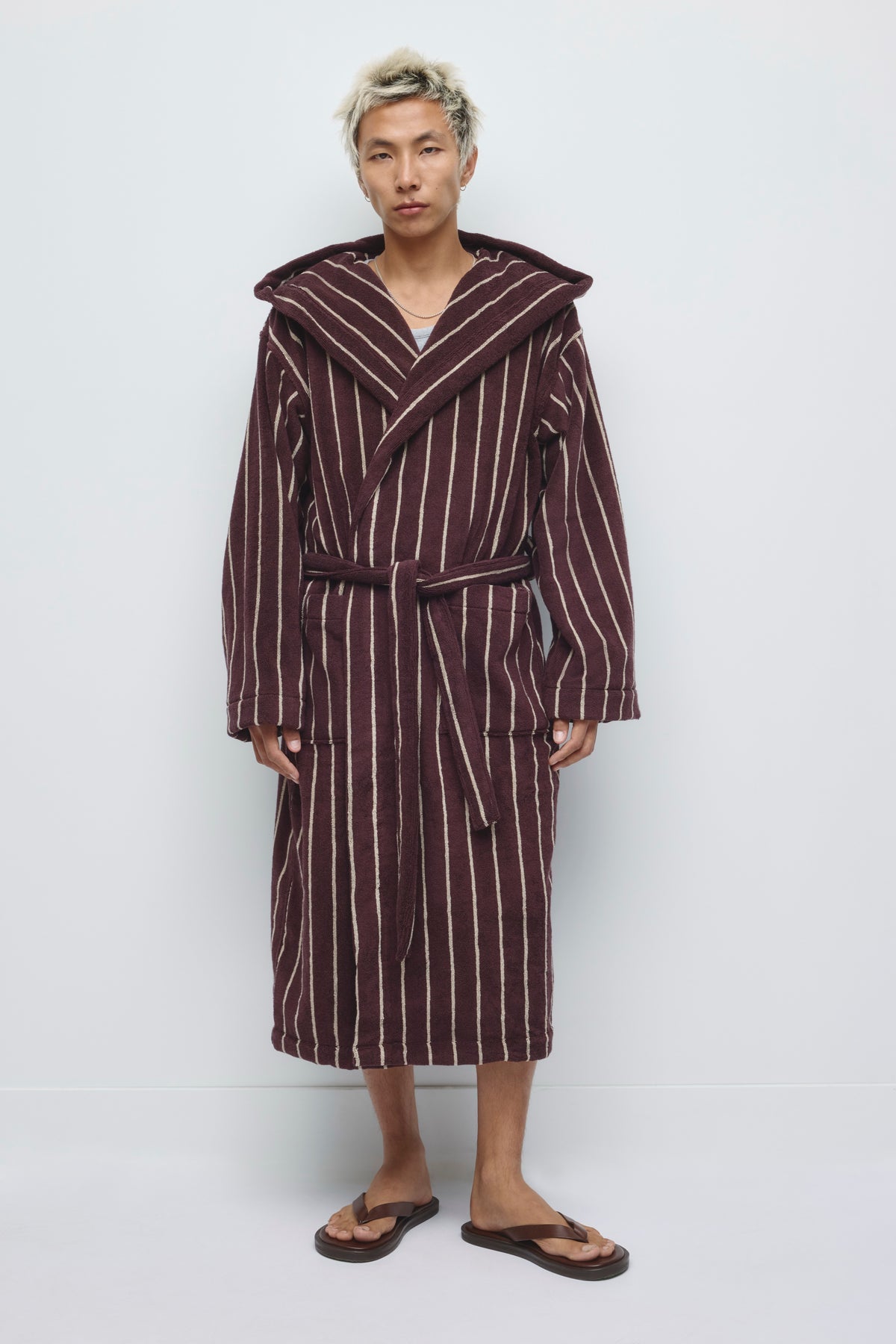 Egyptian Cotton Bath Robe in Chocolate Plum/Cashmere