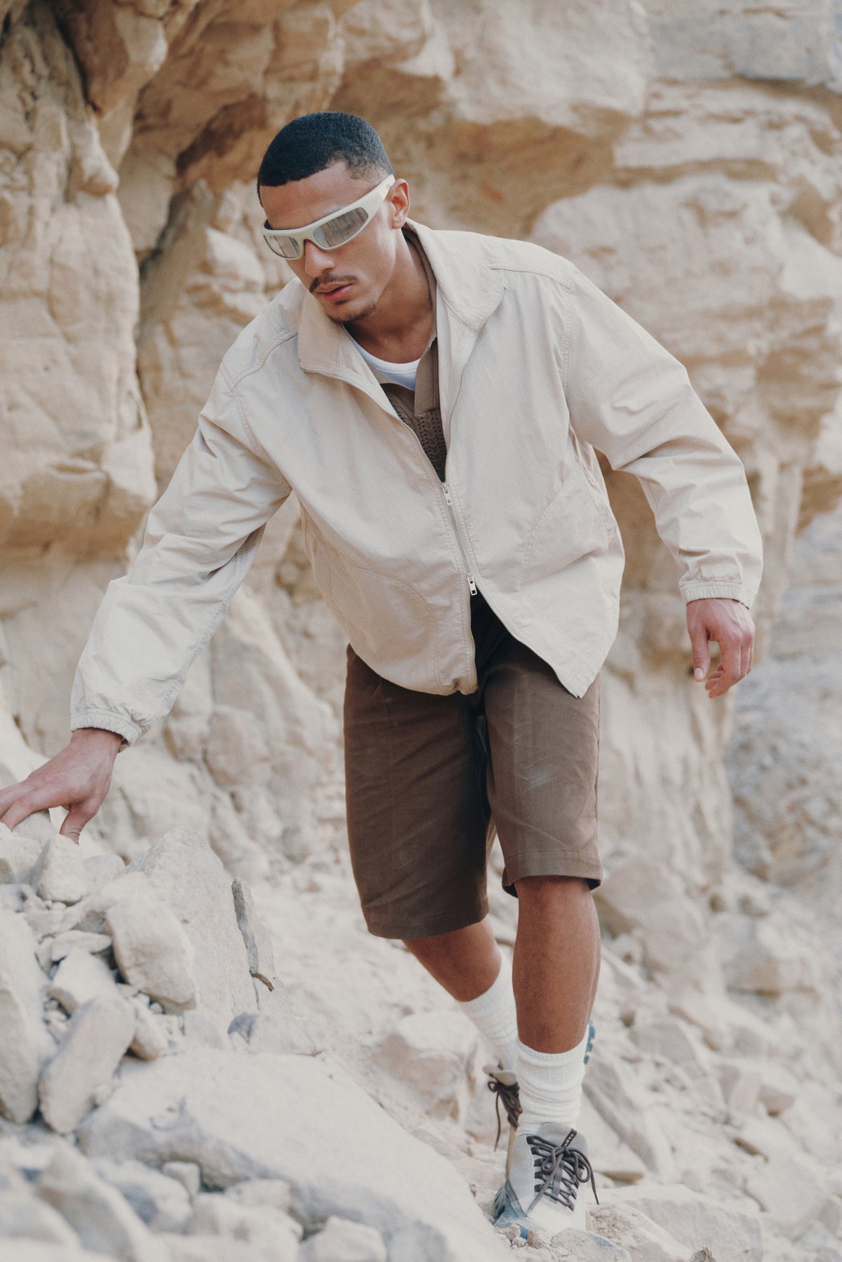 Men's Tefnut Stand Collar Jacket in Stone