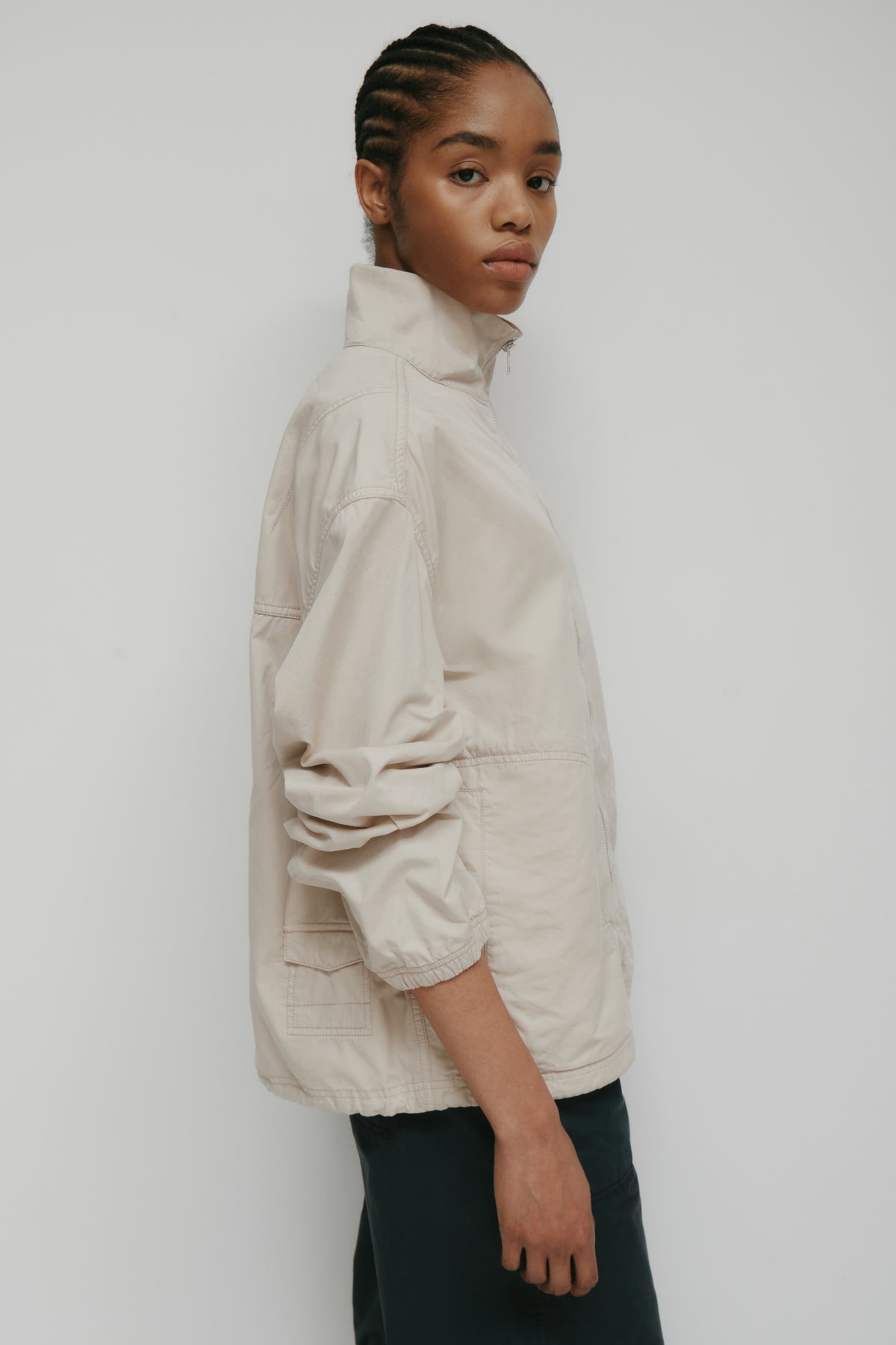 Men's Tefnut Stand Collar Jacket in Stone