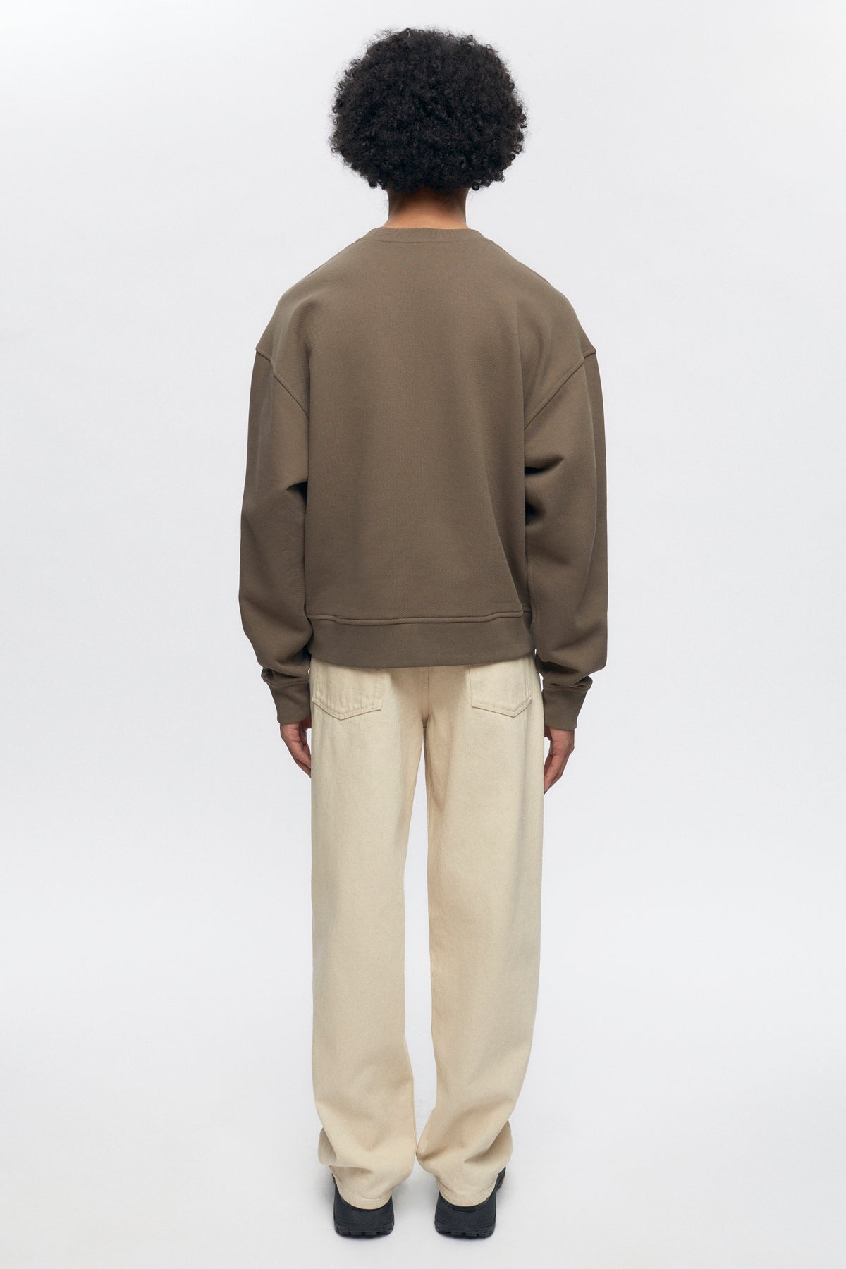 Coton ouaté en molleton bouclé en taupe foncé
