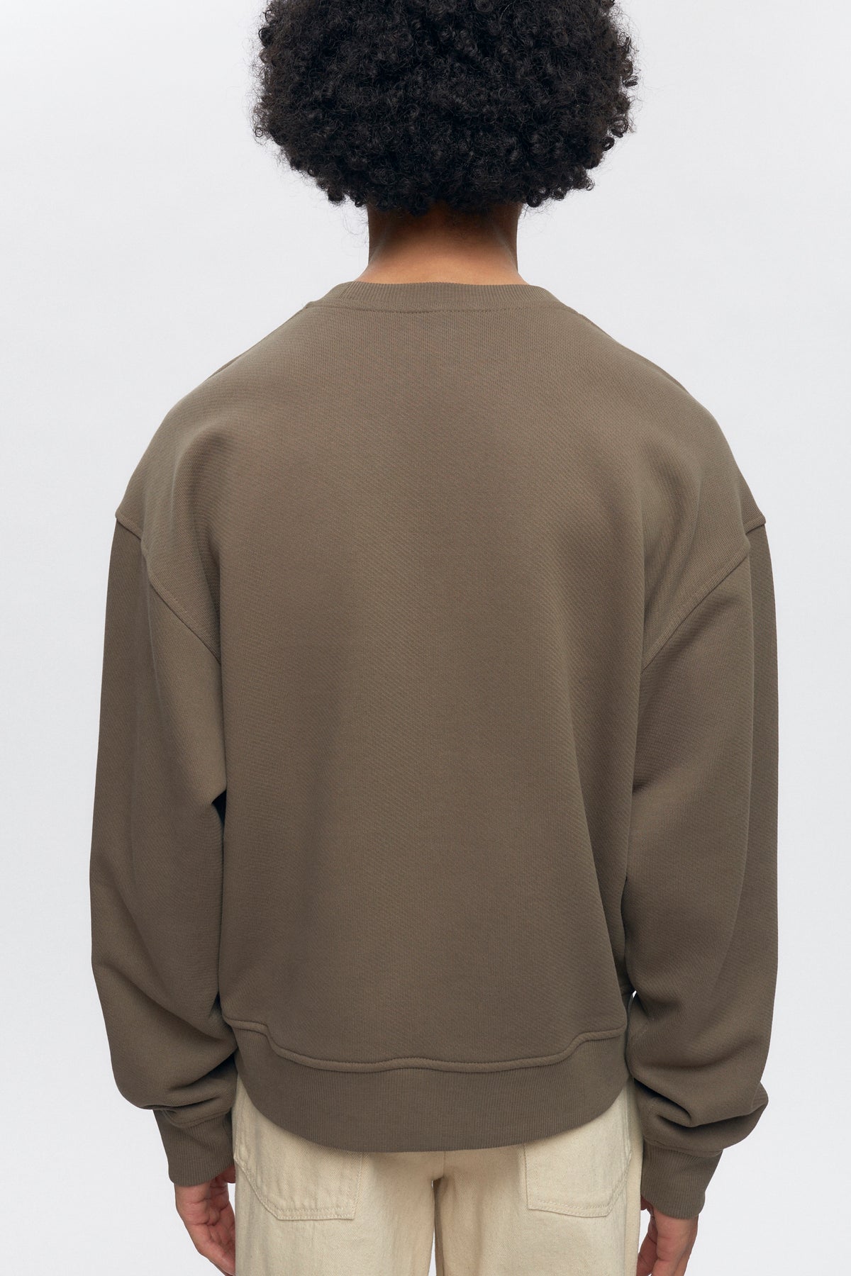 Coton ouaté en molleton bouclé en taupe foncé